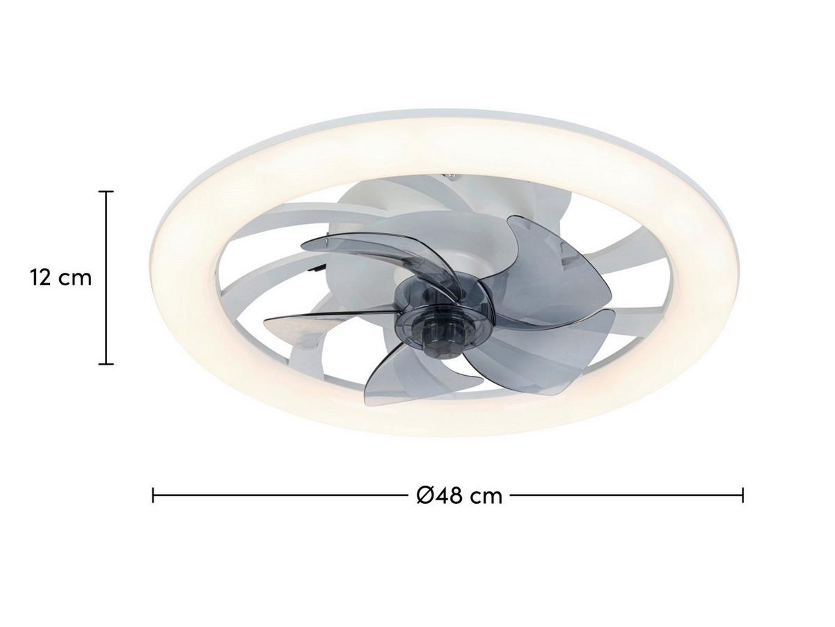 Ventilator de plafon Virti - alb/transparent, Modern, plastic (50/12cm) - Mömax