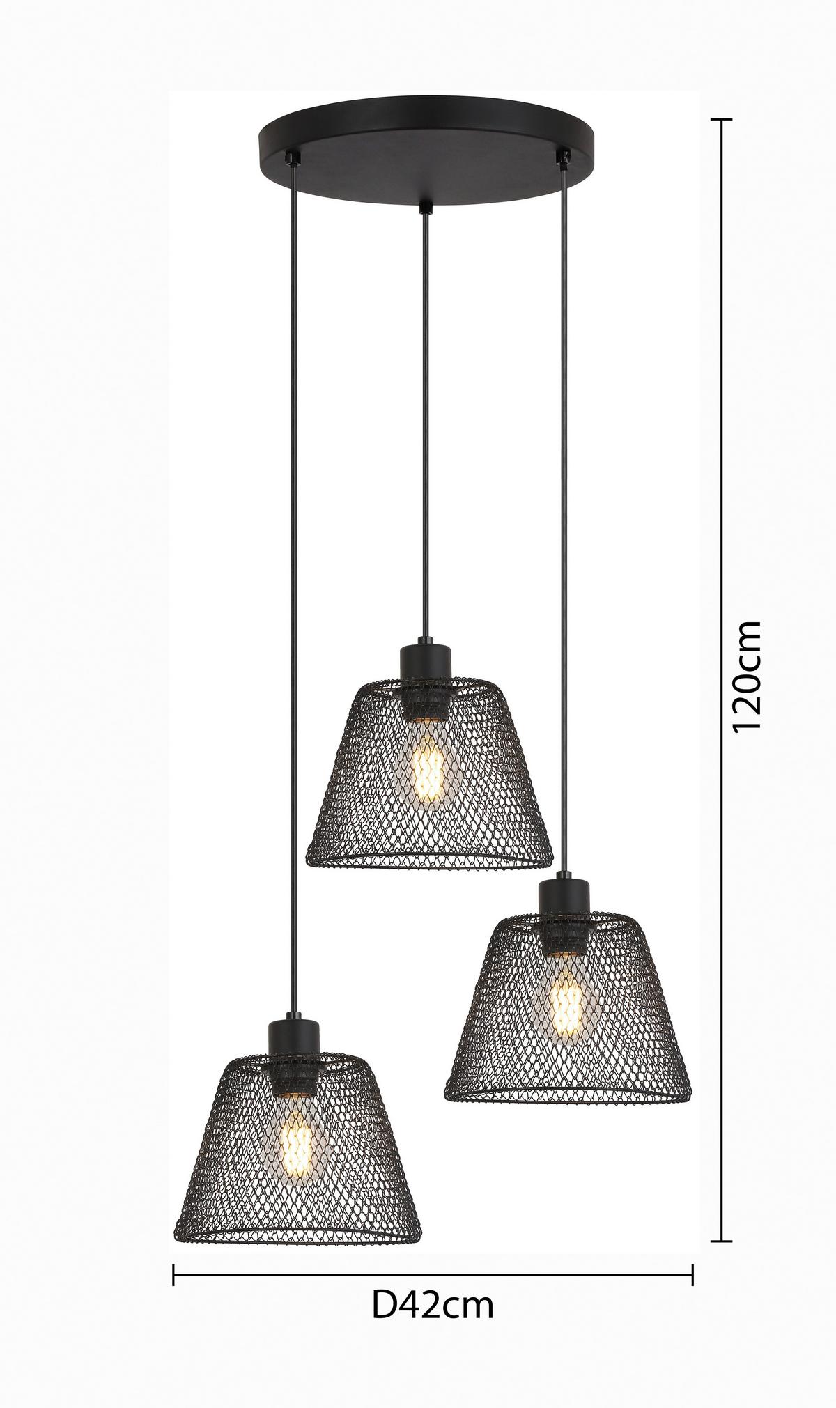 Függőlámpa Ylvie - fekete, Modern, műanyag/fém (42/120cm) - Modern Living