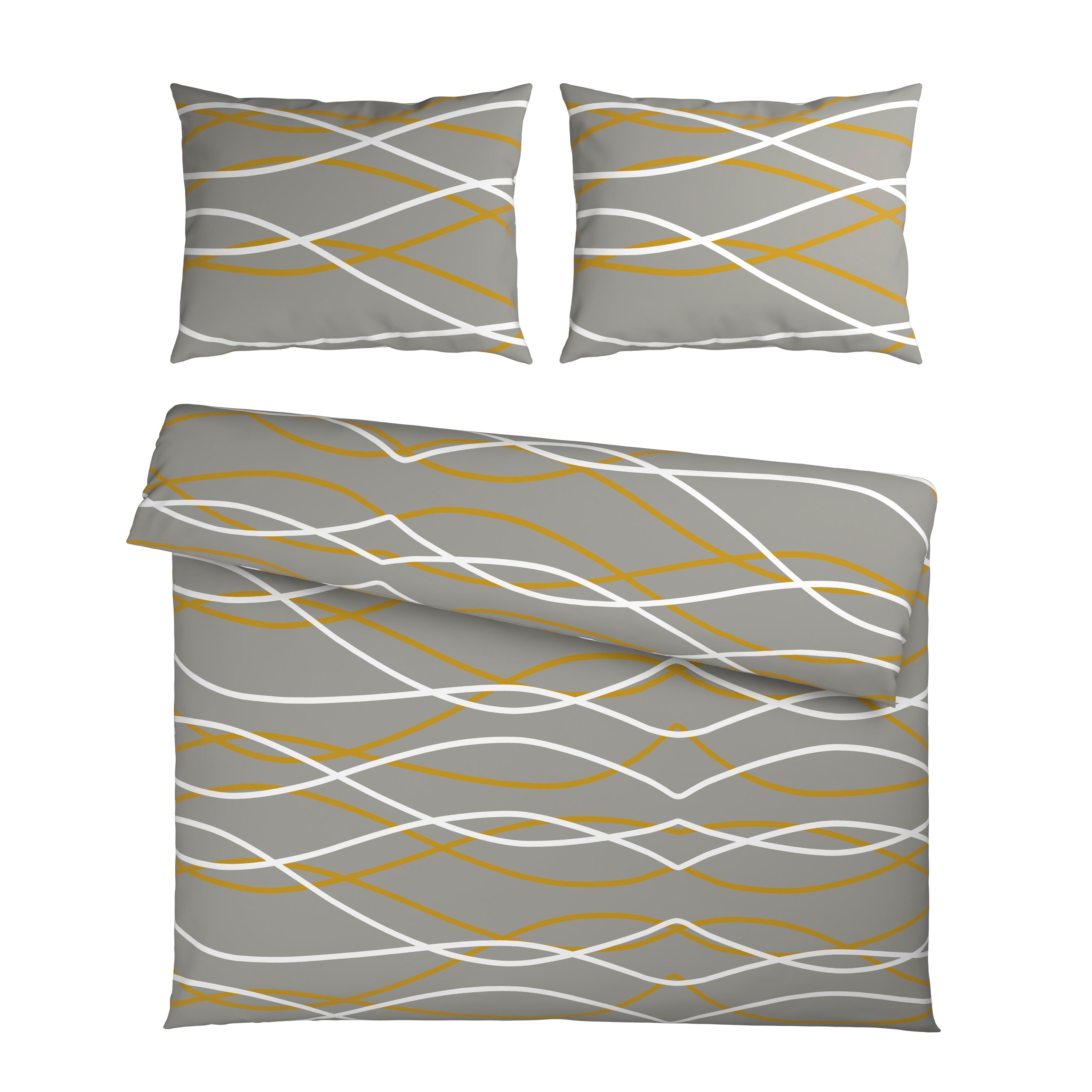 Posteljina Welle Xxl 200x200/2x60x80cm - siva/zlatne boje, Moderno, tekstil (200/200cm) - Mömax