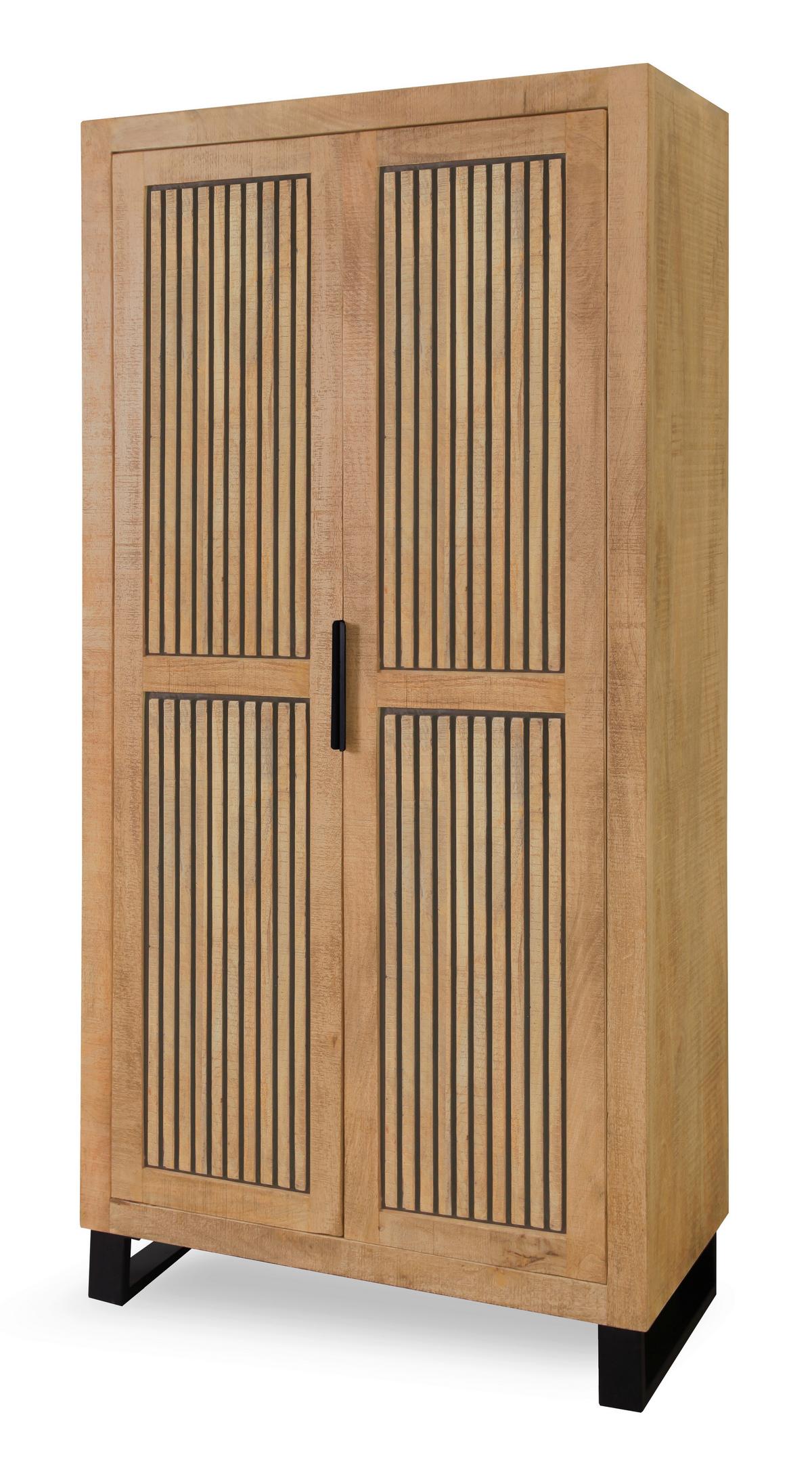 Garderobenschrank Everest Naturfarben/Schwarz - Schwarz/Naturfarben, Natur, Holz/Metall (88/187/40cm) - Mömax