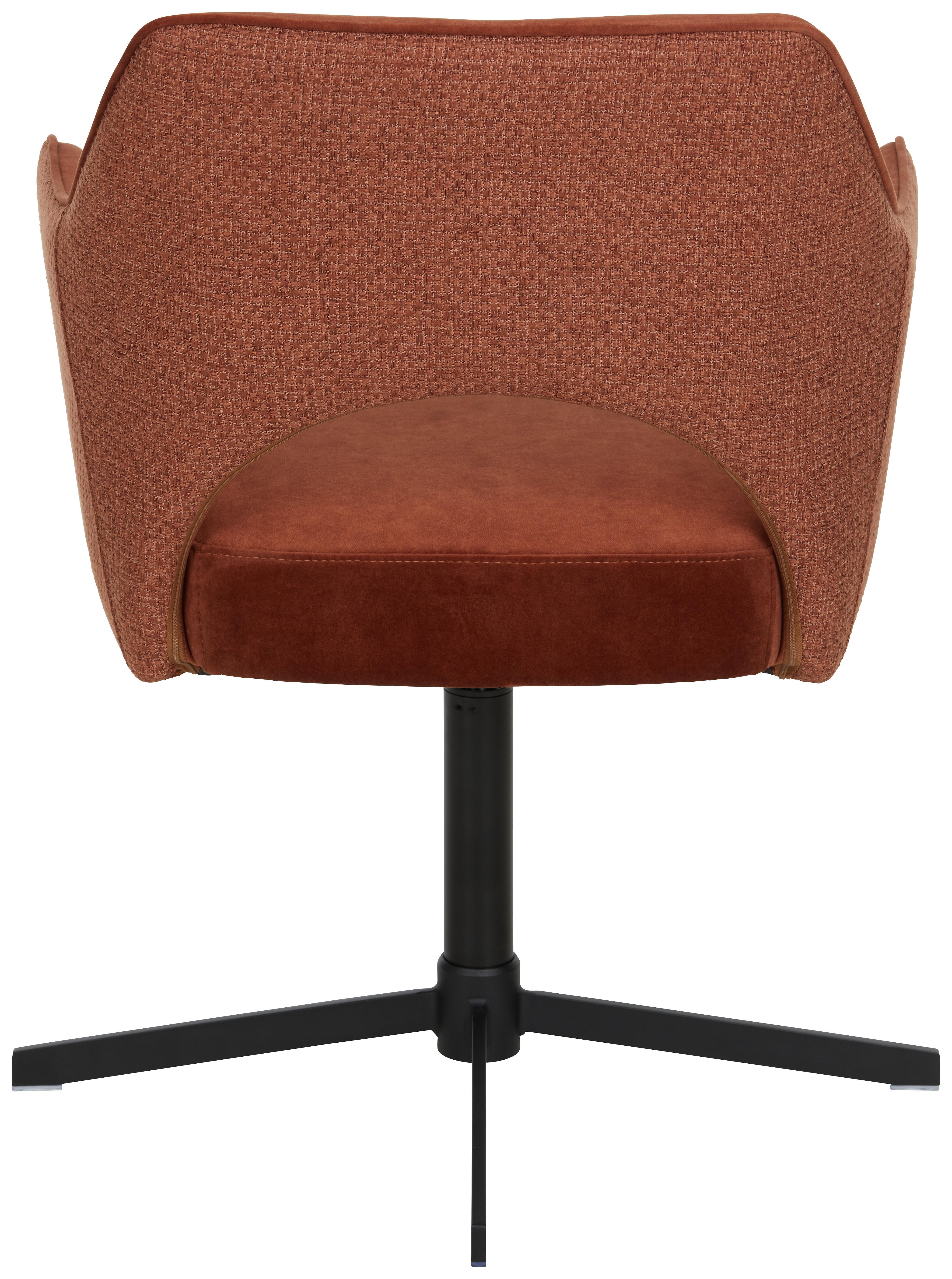 STOL MED ARMSTÖD VALLETTA - svart/rostfärgad, Klassisk, metall/textil (61/85/60cm) - Premium Living