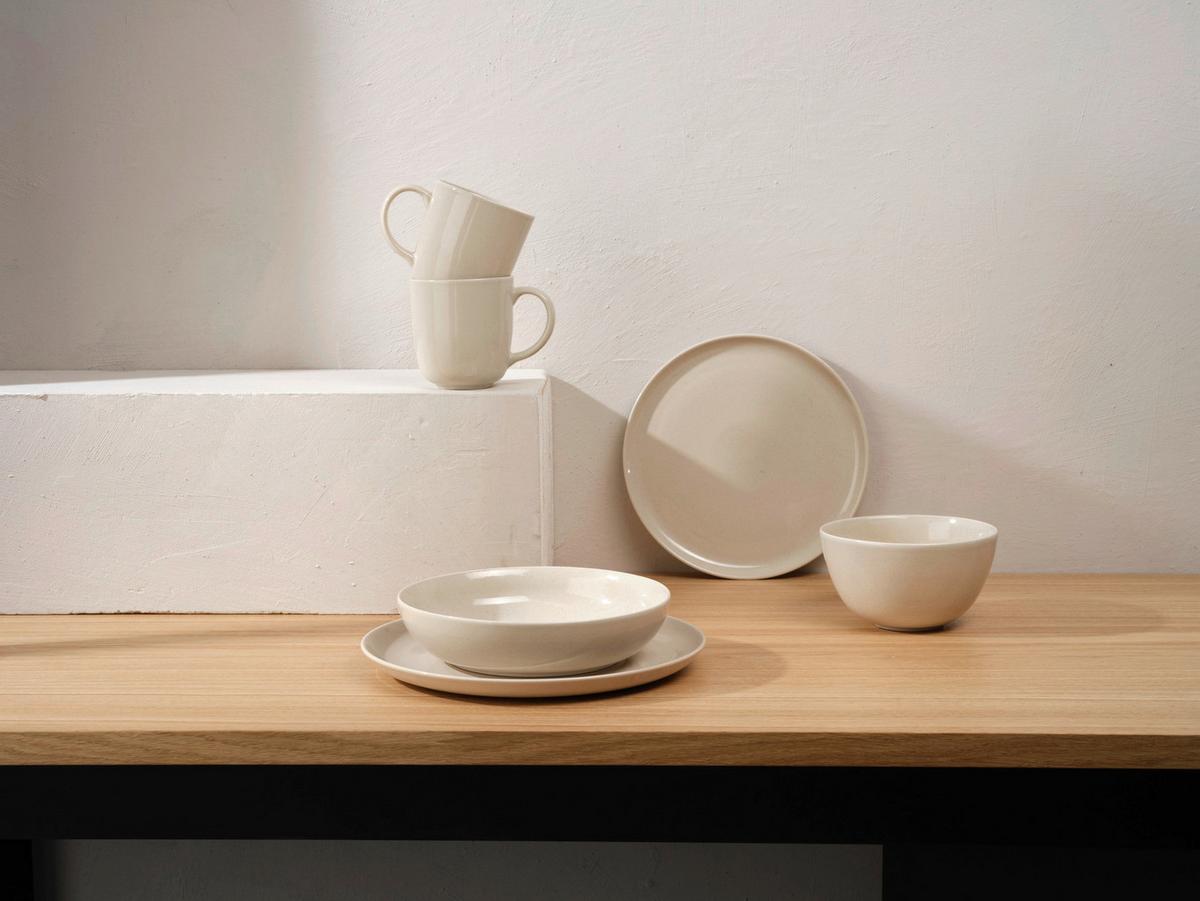 SERWIS OBIADOWO-ŚNIADANIOWY STILO SALINO - greige, Trend, ceramika (29,5cm) - ASA