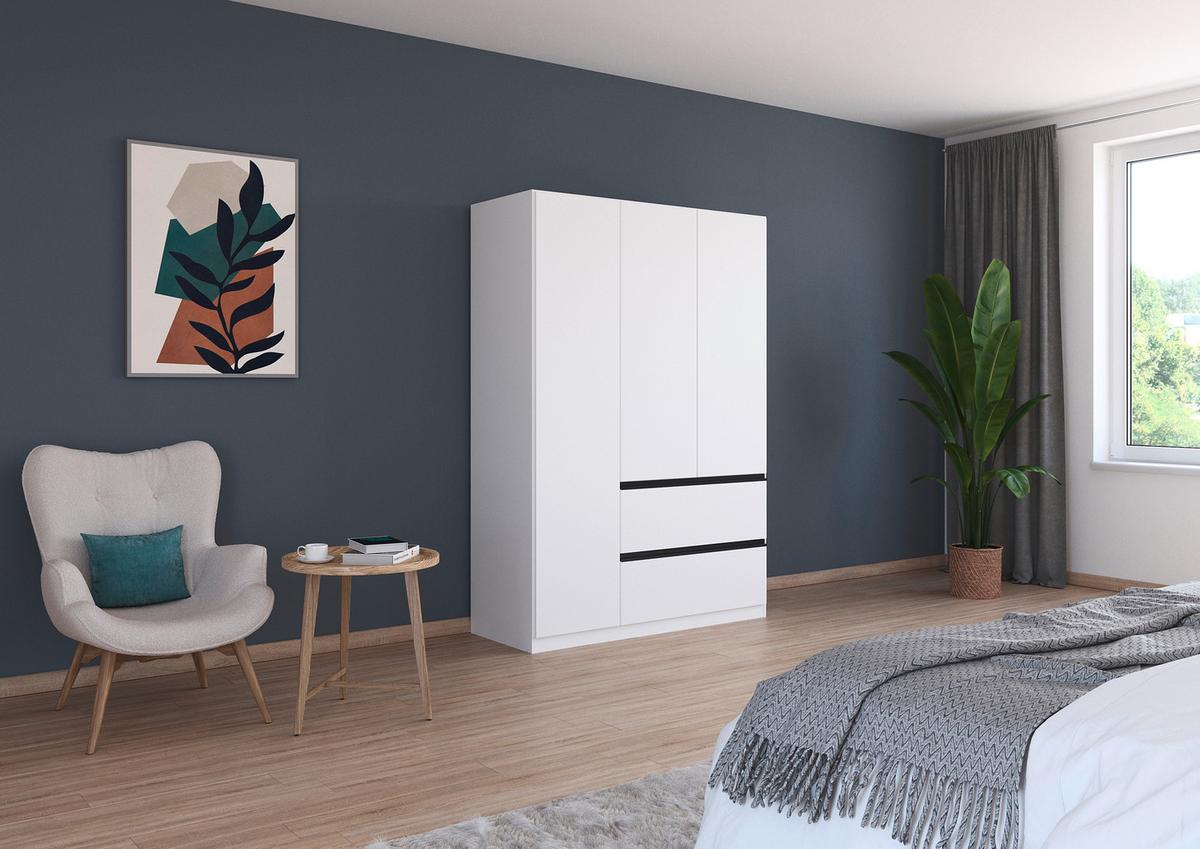 Omara S Klasičnimi Vrati Costa, Bela, Siva - siva/bela, Moderno, leseni material (136/197/54cm) - Rauch Möbel