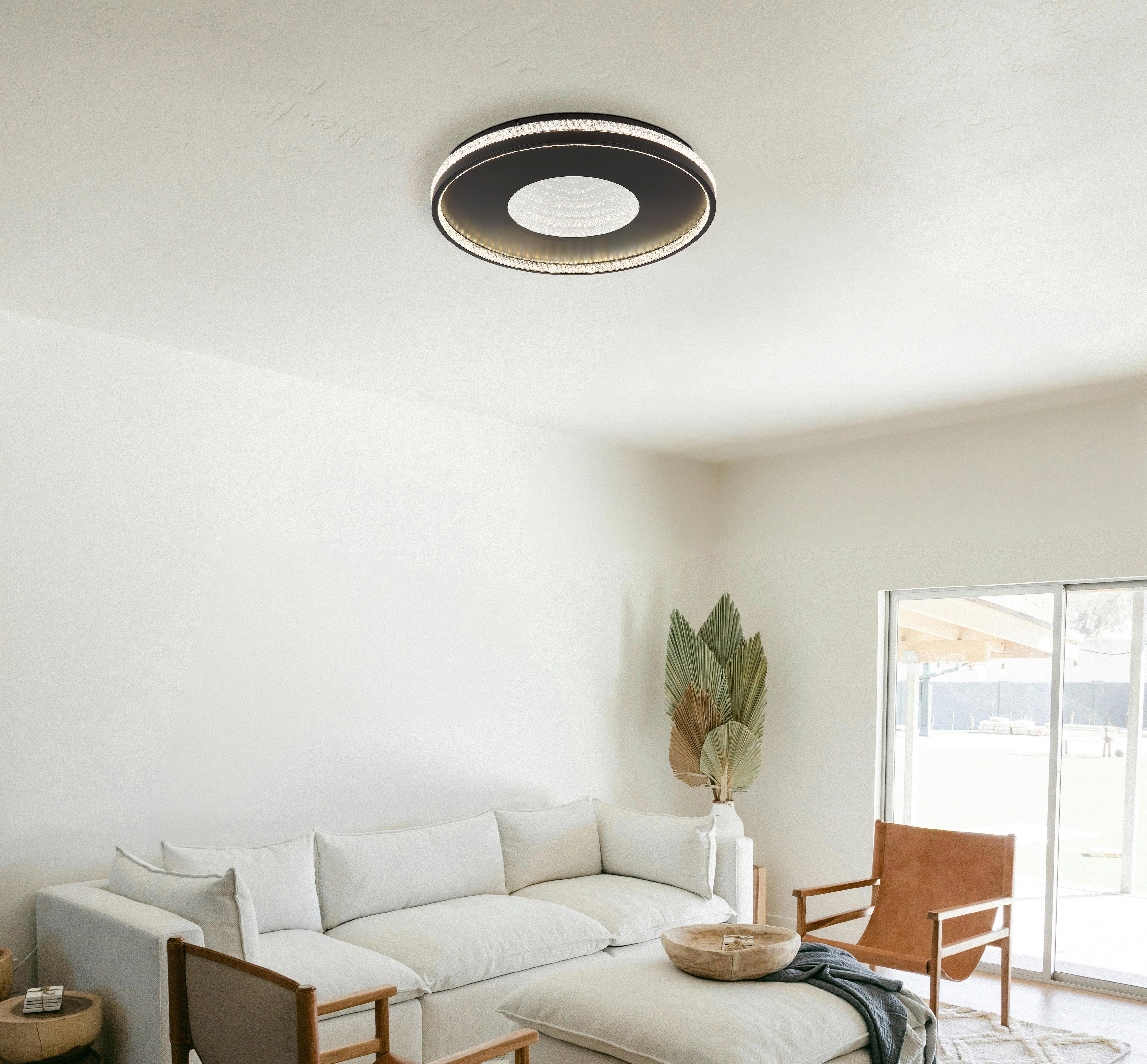 LED-DECKENLEUCHTE 48463-40 WALTRAUD - Klar/Schwarz, Trend, Kunststoff/Metall (50/6,5cm) - Globo