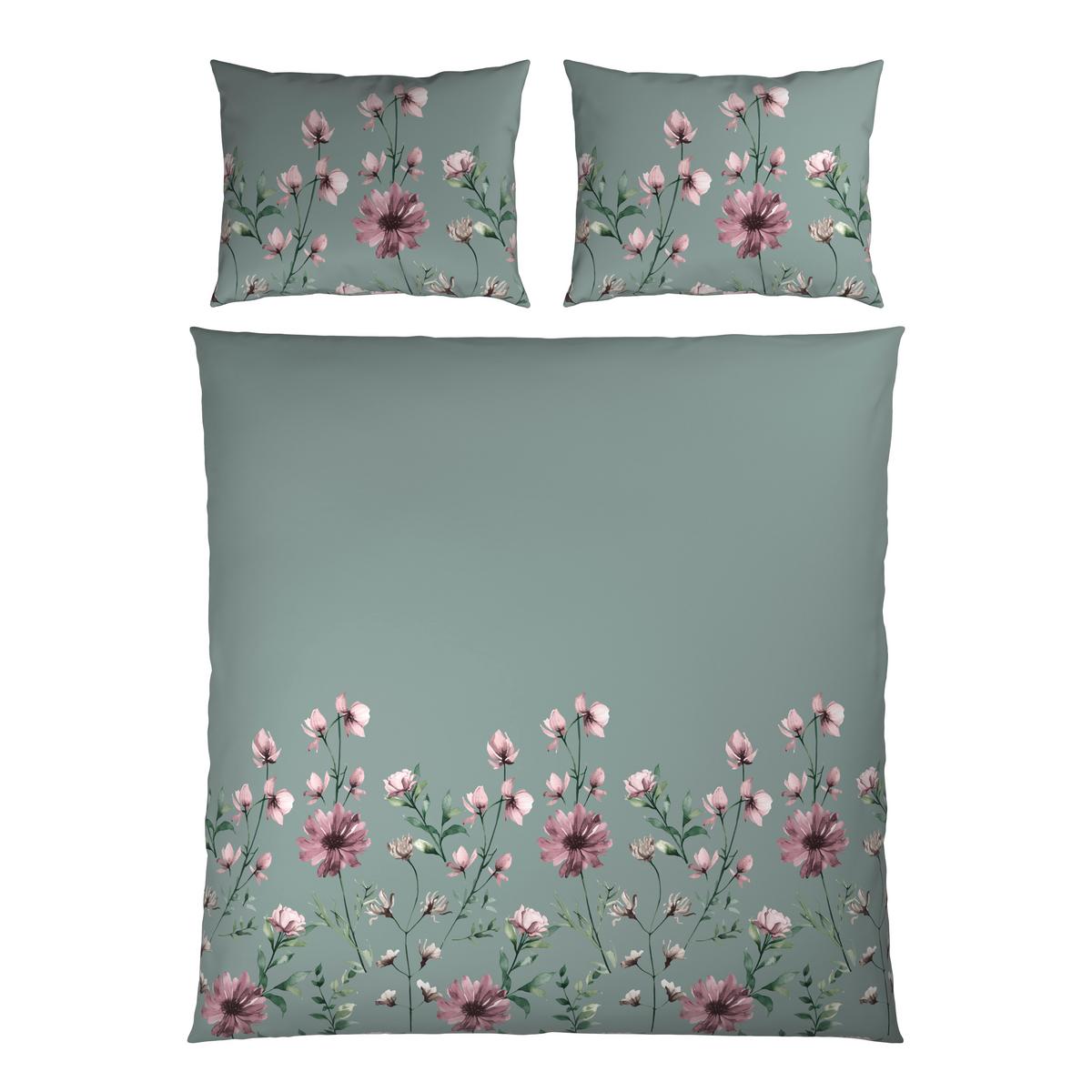 Bettwäsche Wiese XXL Grün ca. 200x220cm - Grau, KONVENTIONELL, Textil (200/220cm) - Mömax