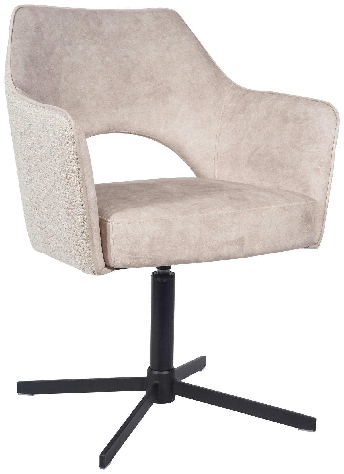 Armlehnstuhl Valletta Creme - Creme/Schwarz, KONVENTIONELL, Textil/Metall (64/85/61cm) - Best Price