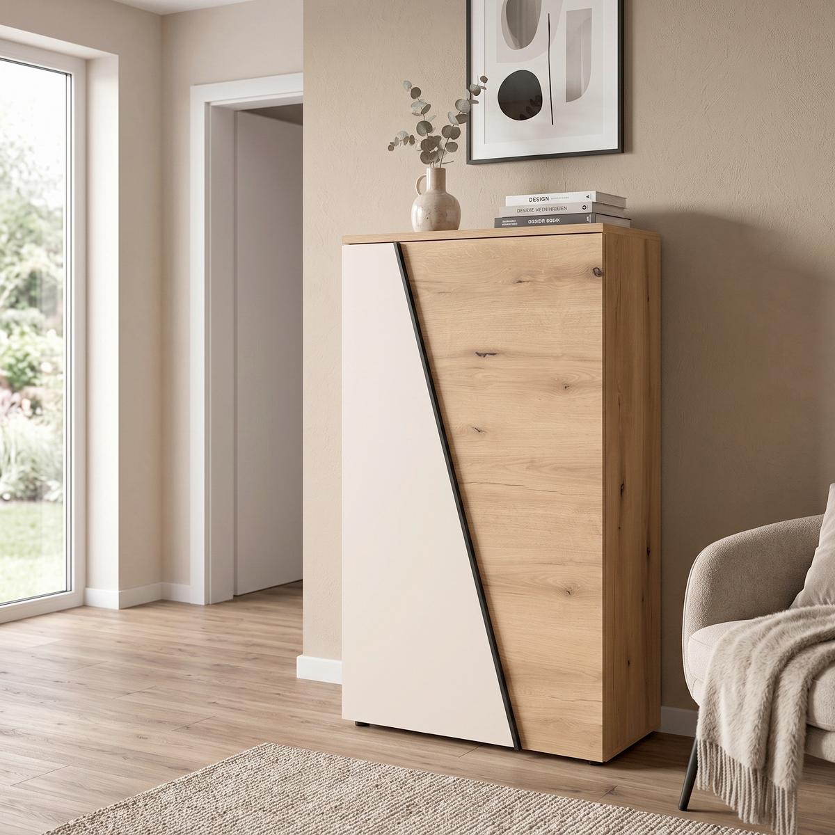 Komoda Venedig New - kašmir/boja hrasta, Moderno, pločasti materijal/plastika (77/134/37cm) - Modern Living