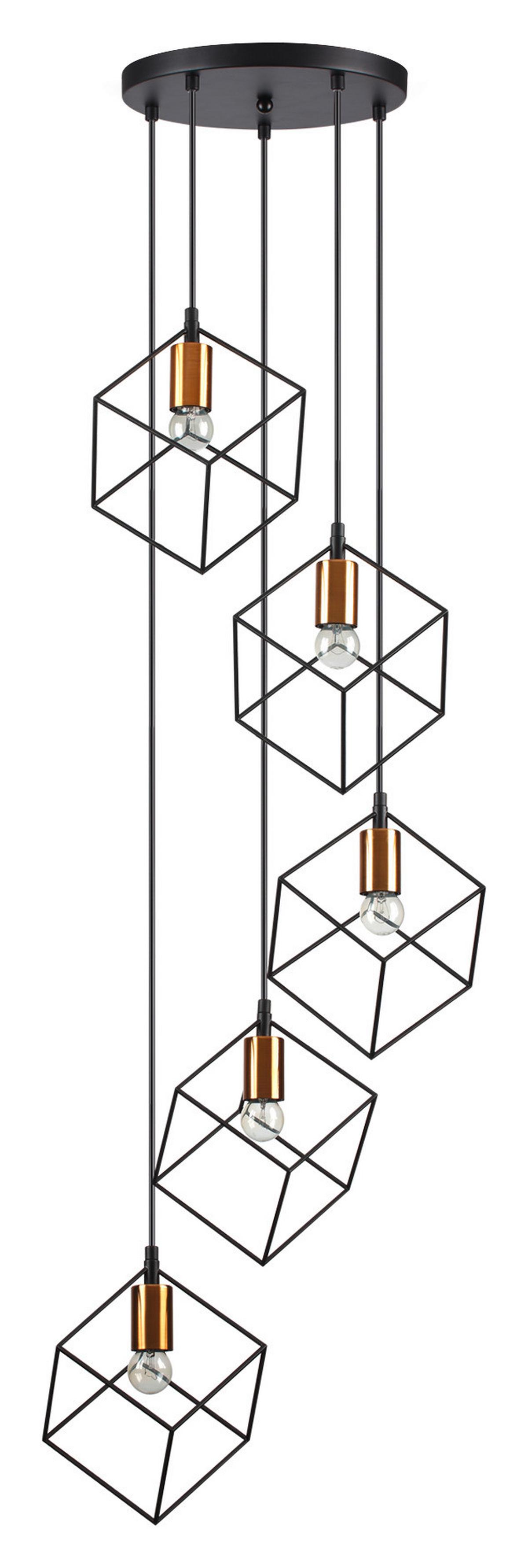LAMPA WISZĄCA ICE SP5 NERO - kolor mosiężny/czarny, Design, metal (50/60-245,5cm)