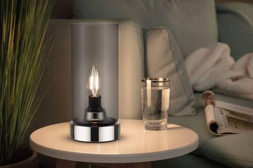 Tischleuchte Pinja in Grau/Chromfarben max. 20 W - Chromfarben/Transparent, Design, Glas/Metall (11/24,4cm) - Paulmann