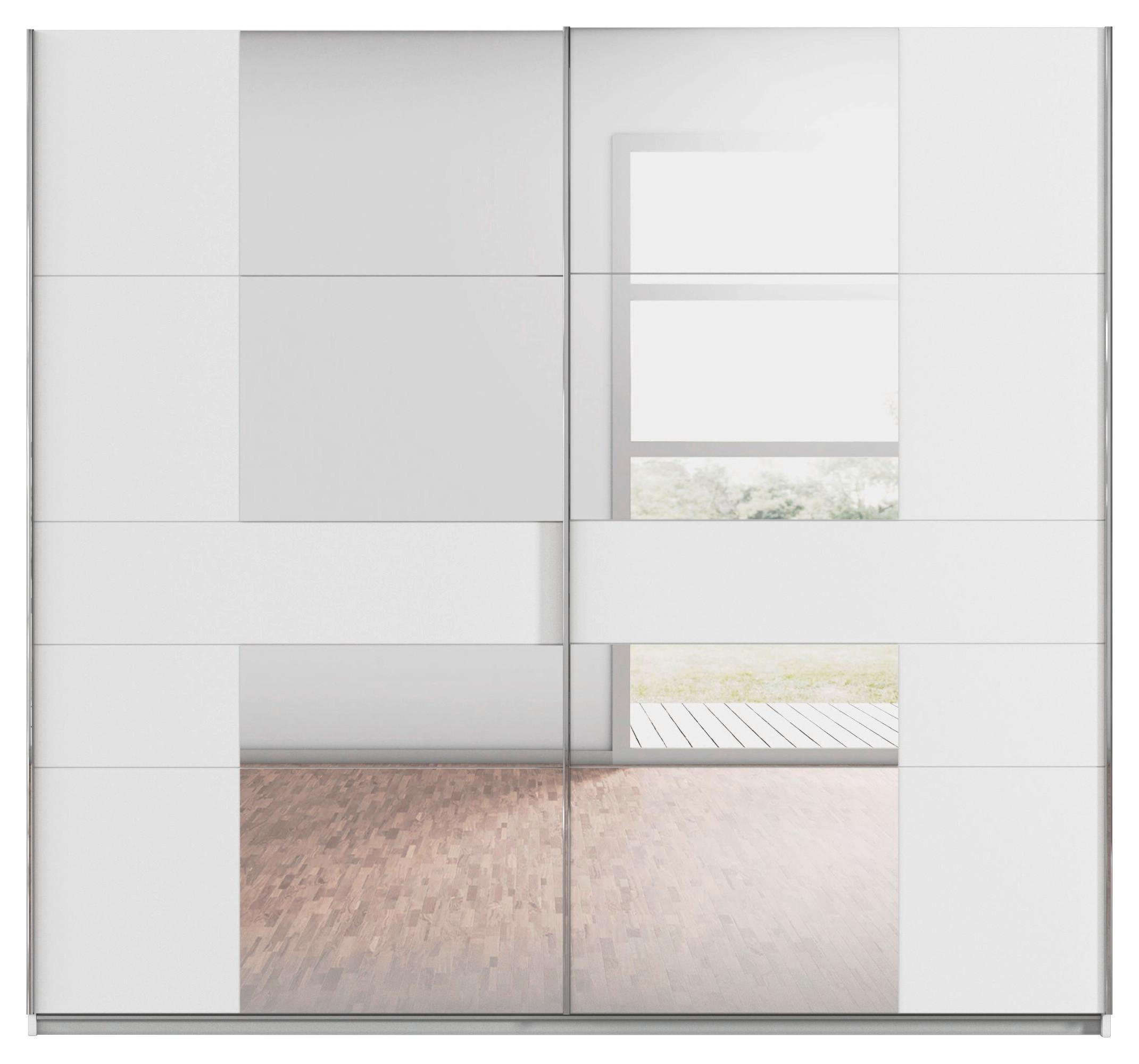 Schwebetürenschrank Caspio Grau/Weiß - Chromfarben/Weiß, KONVENTIONELL, Holzwerkstoff/Metall (226/210/57cm) - Premium Living