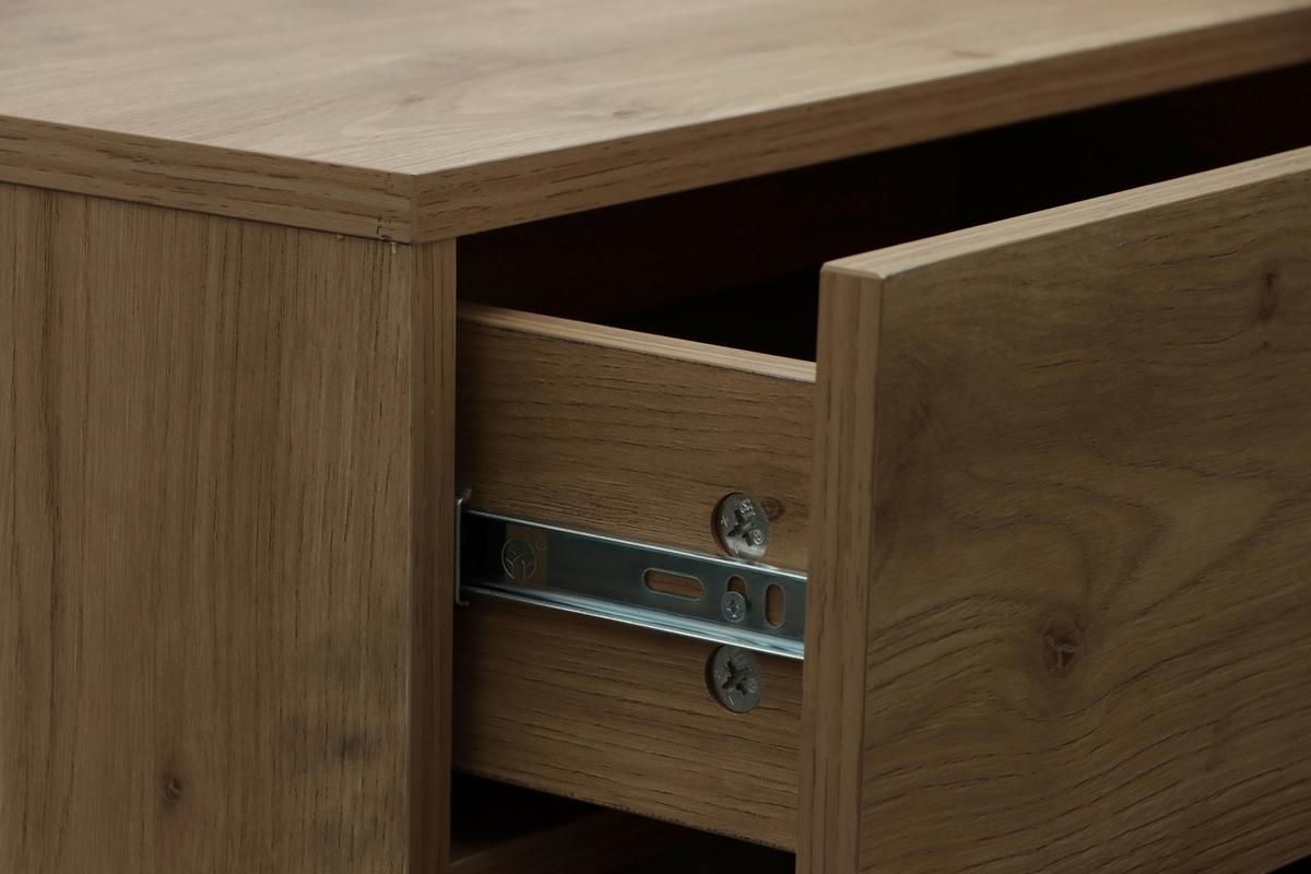 Schreibtisch Liam Eiche Artisan/Schwarz - Schwarz/Eiche Artisan, MODERN, Holzwerkstoff/Metall (140/76/120cm) - Bessagi Home