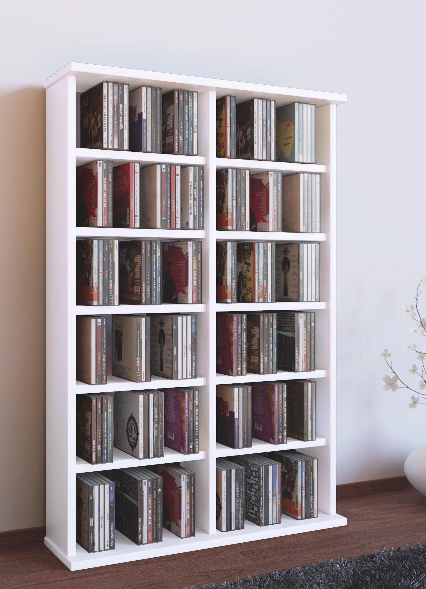 CD-Regal Ronul in Weiß, B: 60 cm - Weiß, KONVENTIONELL, Holzwerkstoff (60/92/18cm)