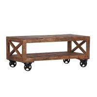 Klubska Miza Industry, Mangov Les - naravne barve, Trendi, les (120/61/51cm) - Zandiara