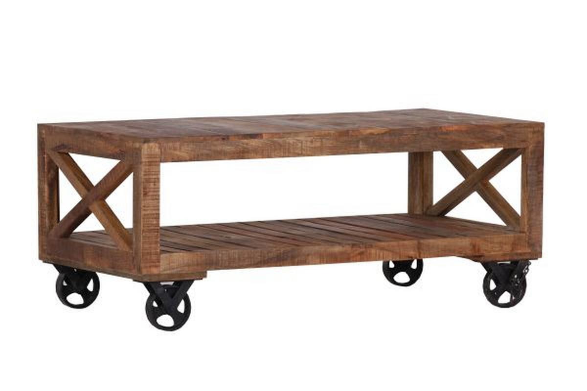 Klubska Miza Industry, Mangov Les - naravne barve, Trendi, les (120/61/51cm) - Zandiara