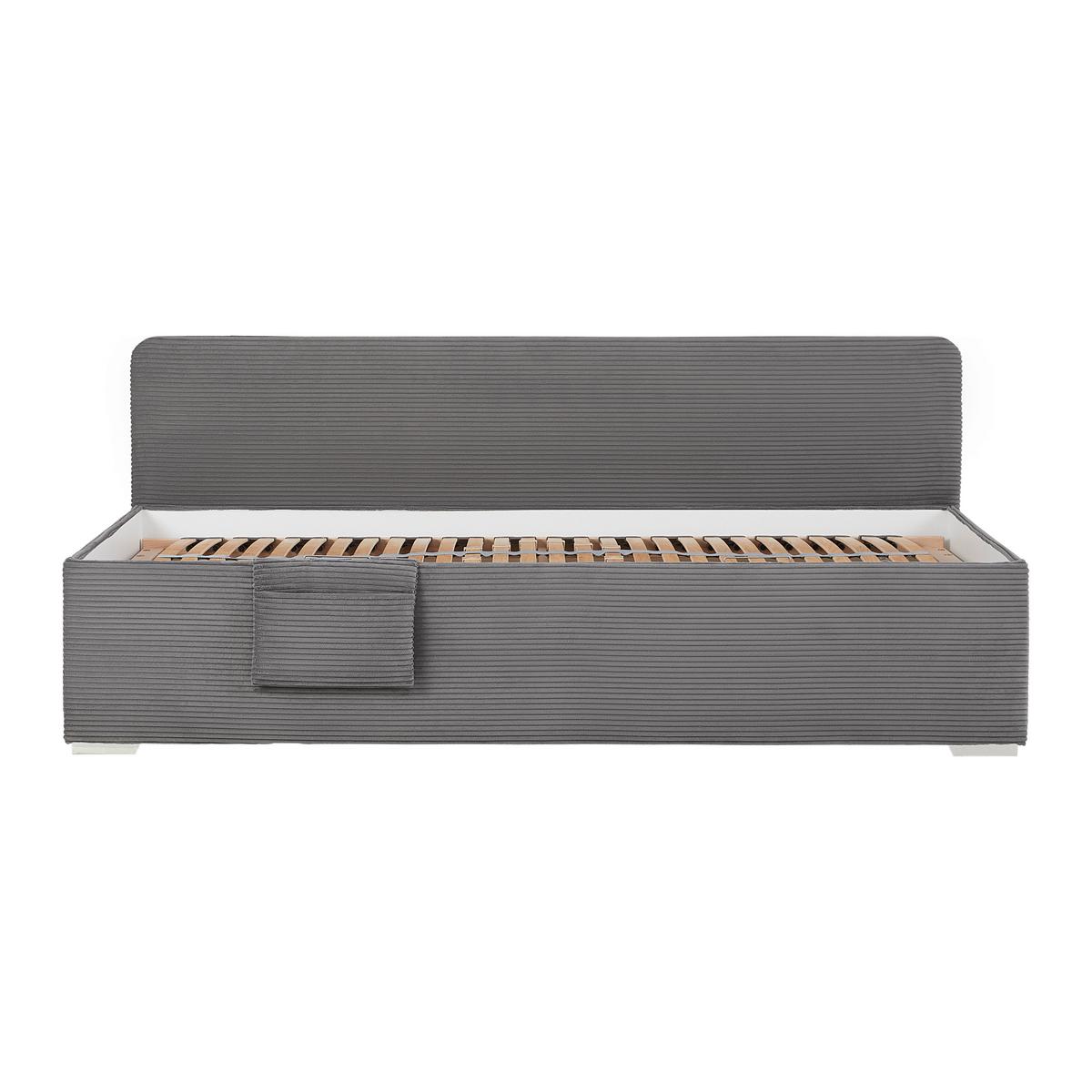 Bett Remi Grau ca. 90x200cm - Chromfarben/Naturfarben, KONVENTIONELL, Holz/Kunststoff (90/200cm) - Mömax