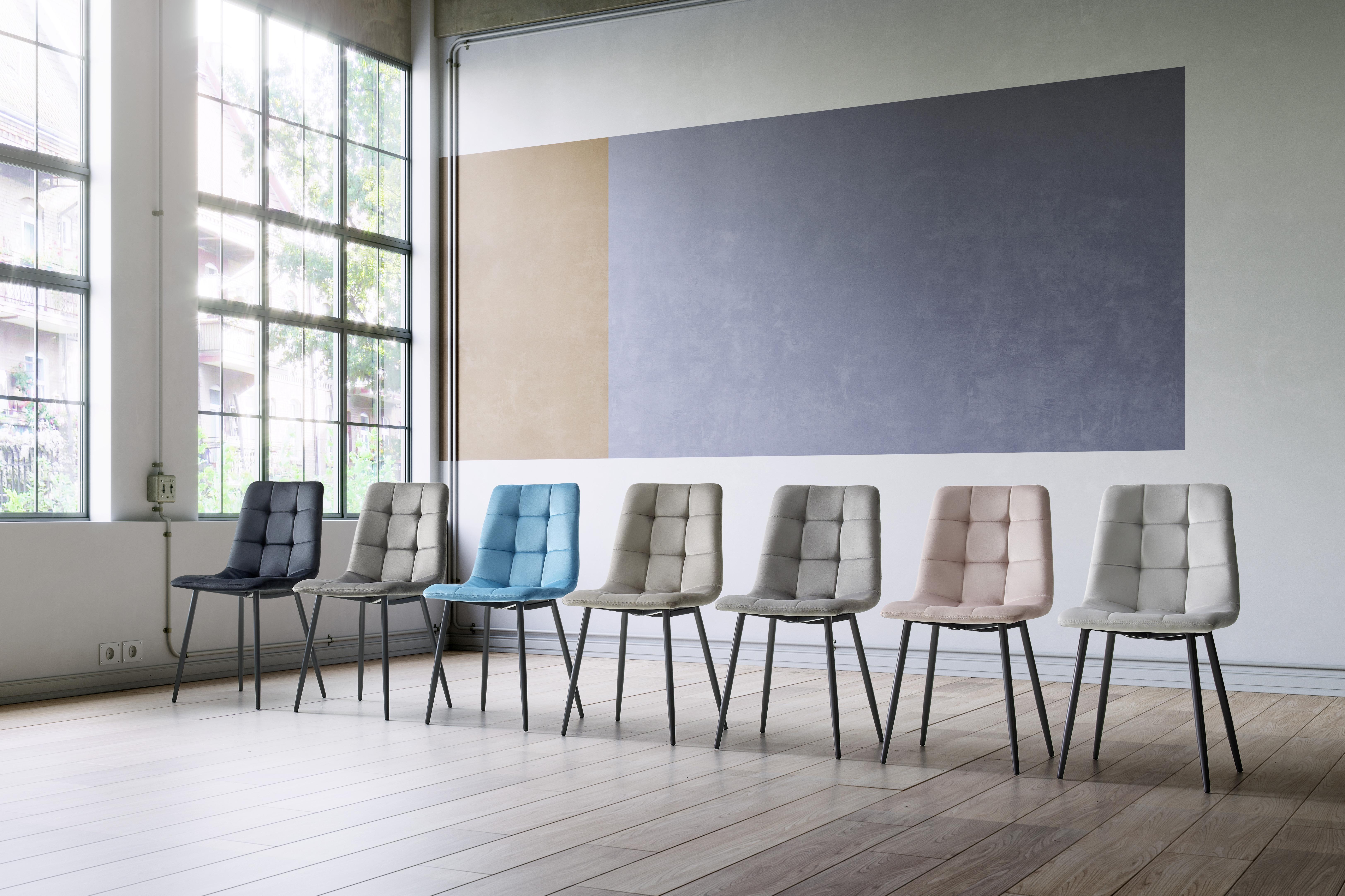 Stuhl "Ria", Samtbezug, schwarz, Gepolstert - Schwarz, MODERN, Textil/Metall (43,5/87/54cm) - Bessagi Home