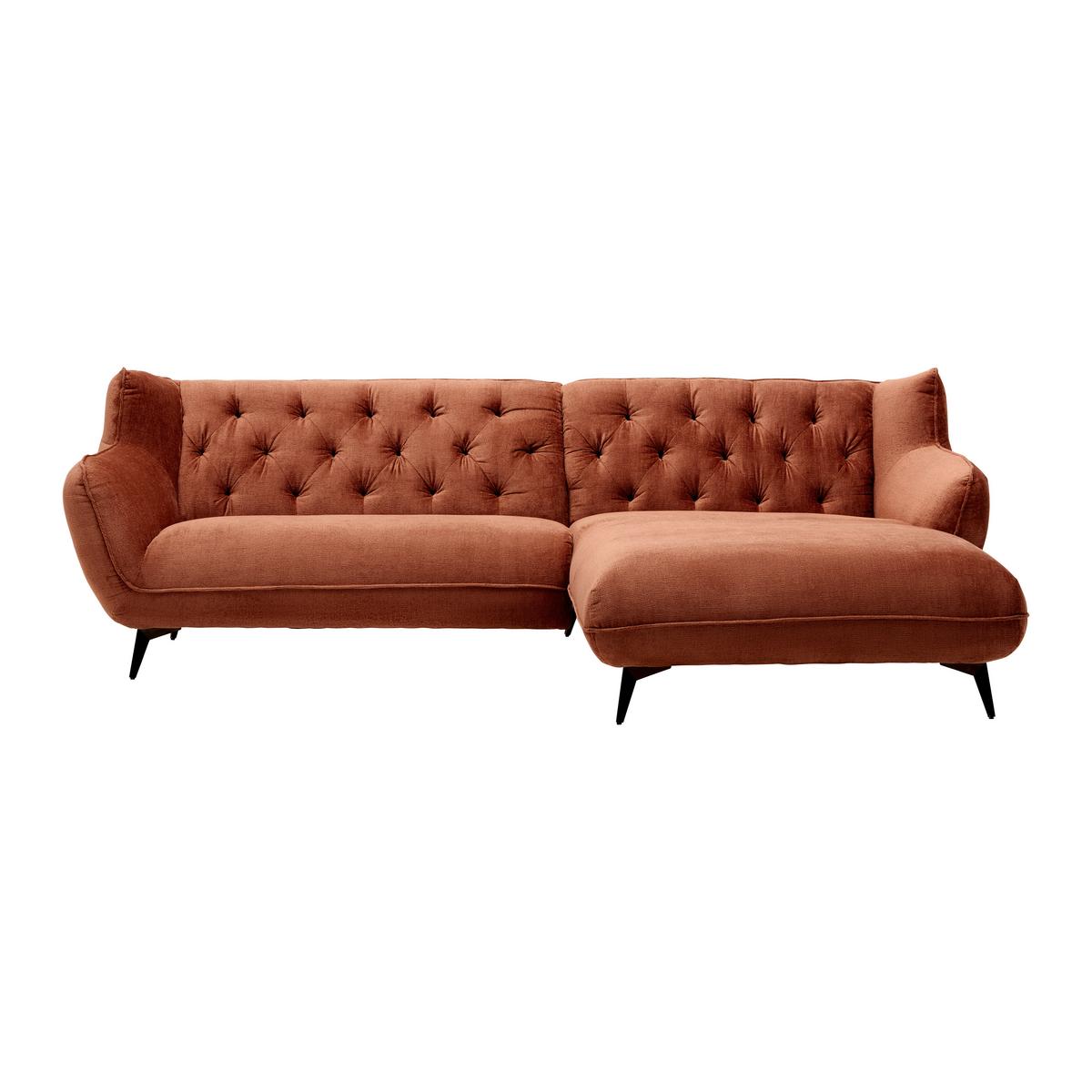 Wohnlandschaft Bogoni Rostfarben - Rostfarben/Schwarz, MODERN, Textil/Metall (278/84/168cm) - Mömax