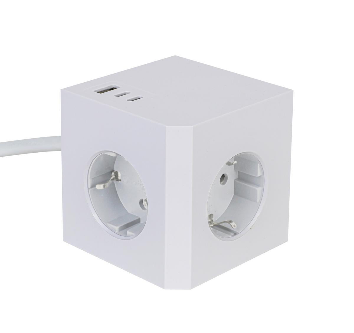 KOSTKA ZASILAJĄCA PLUG BOX - biały, Basics, tworzywo sztuczne (7,5/7,5/7,5cm) - Mican