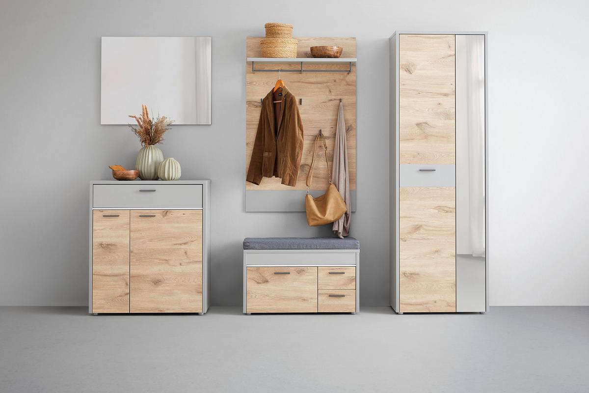 Garderobenschrank Dynamic in Grau/Eichefarben - Wildeiche, MODERN, Holzwerkstoff (65/197/37cm) - Mömax