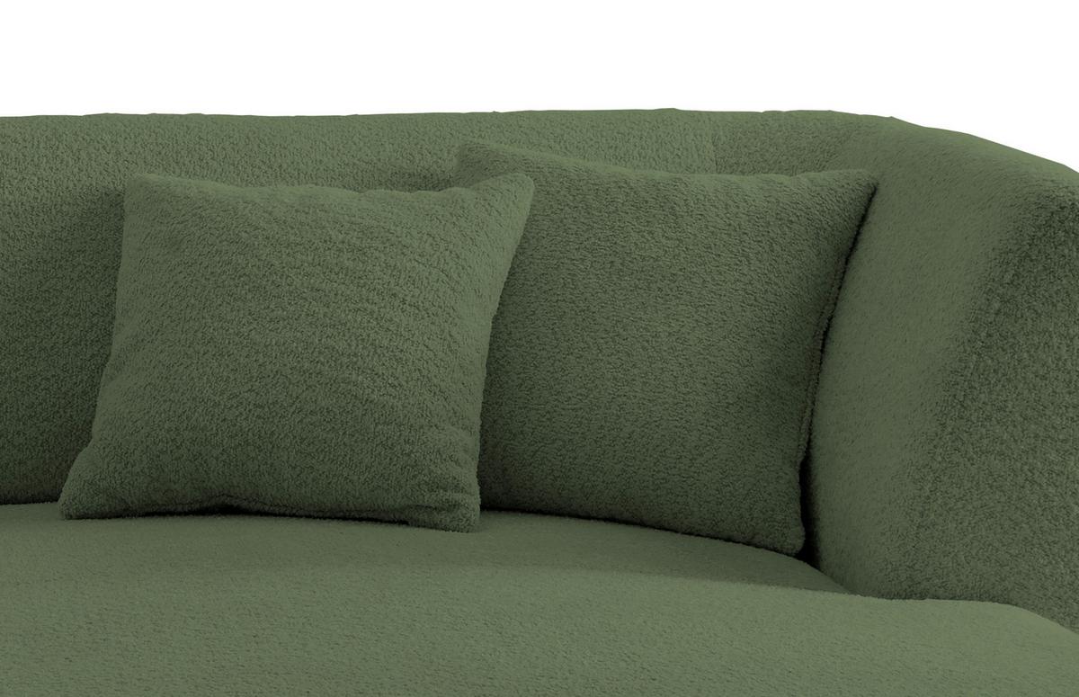 Wohnlandschaft Colori Dunkelgrün Bouclé - Dunkelgrün/Schwarz, MODERN, Holz/Textil (264/160cm) - MID.YOU
