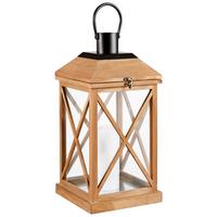 LATARNIA ML-3695S - czarny/brązowy, Lifestyle, metal/drewno (24/50,5/24cm) - Ambia Home