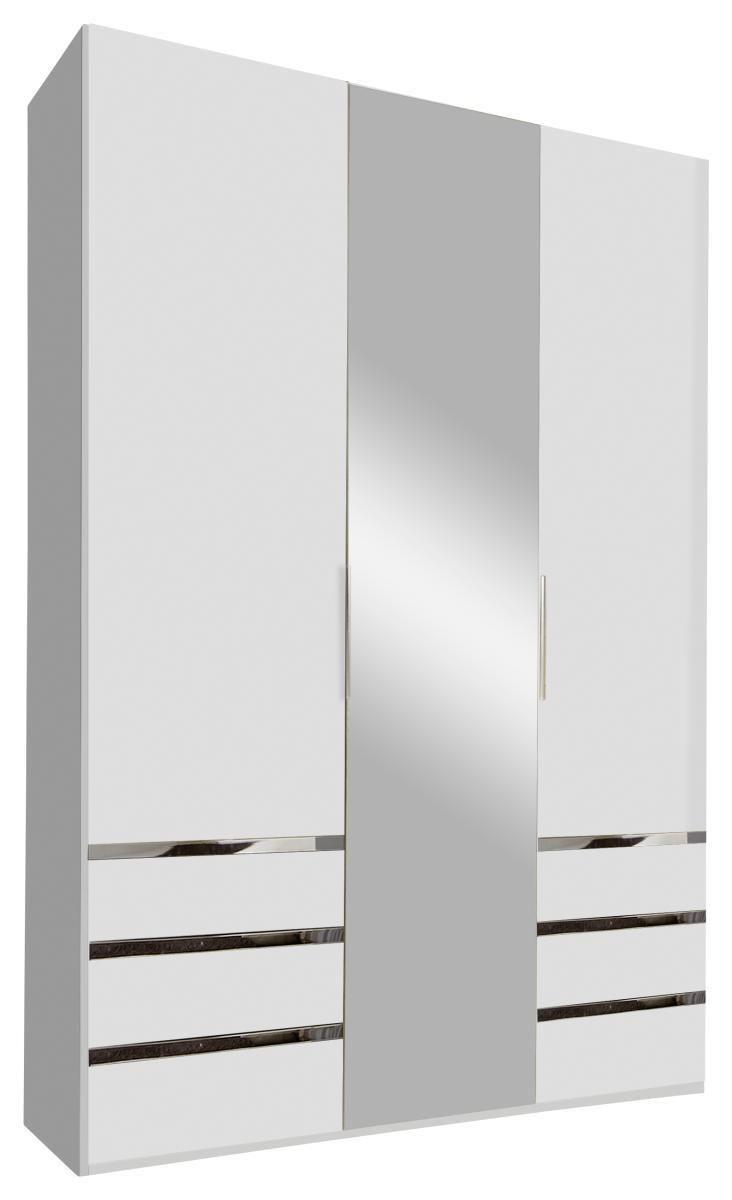Drehtürenschrank Level 36A mit Spiegel ca.150 cm Alpinweiß - Chromfarben/Silberfarben, MODERN, Glas/Holzwerkstoff (150/216/58cm) - MID.YOU
