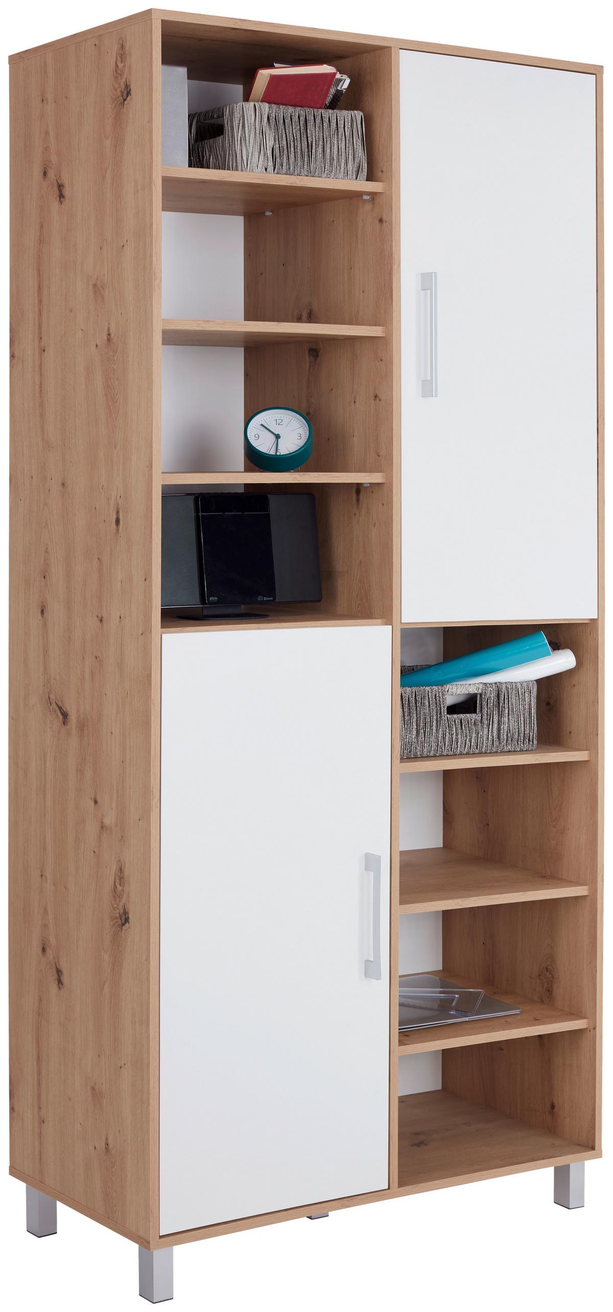 Regal Box - bijela/boje hrasta, Moderno, drvni materijal/plastika (98/205/40cm) - Modern Living