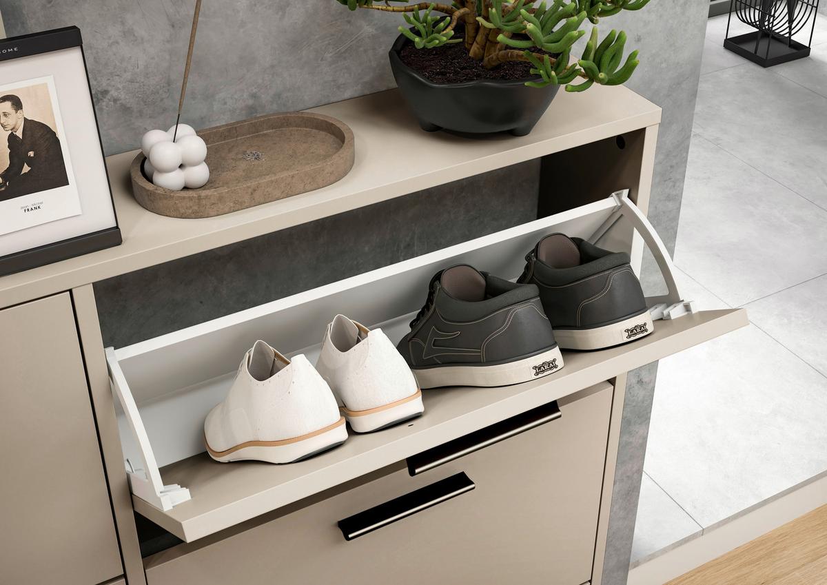 SZAFKA UCHYLNA NA BUTY SAM - czarny/kaszmir, Design, materiał drewnopochodny/tworzywo sztuczne (116/103/17cm) - Carryhome