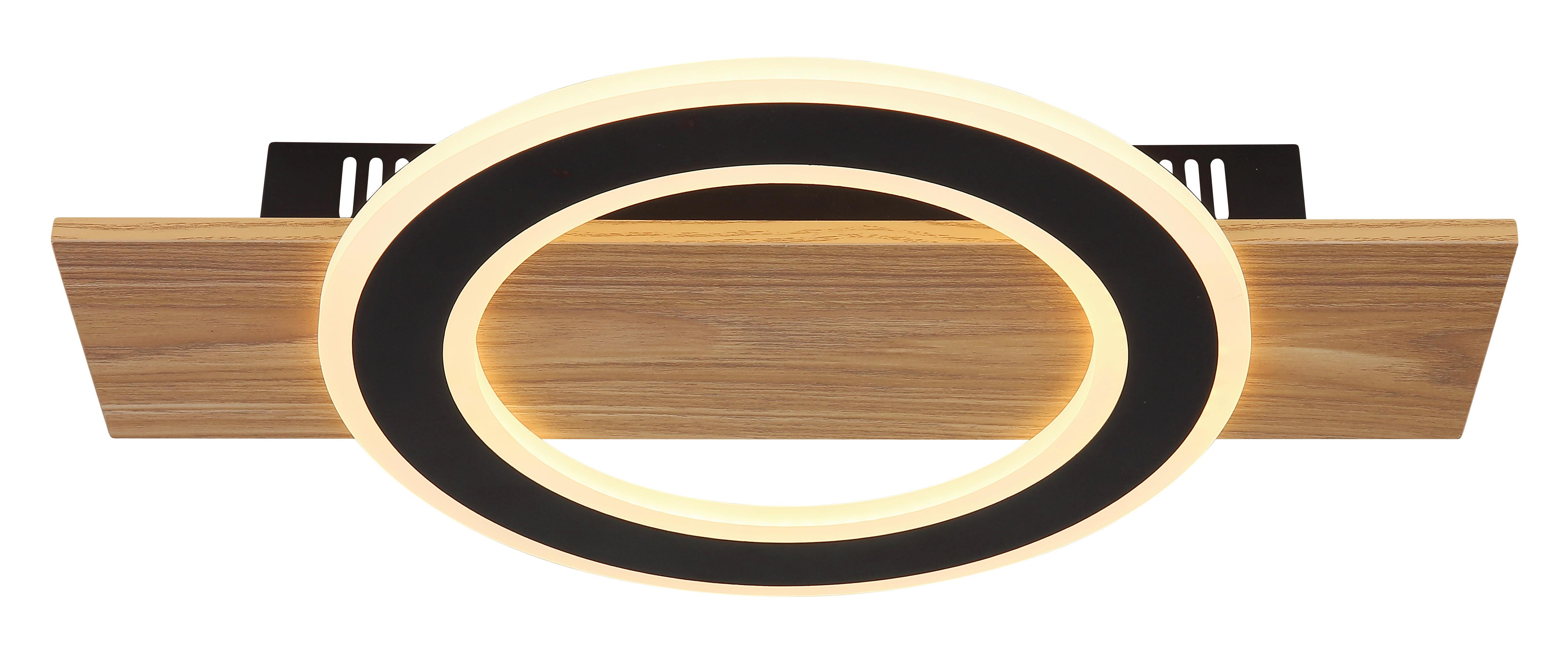 LED-DECKENLEUCHTE 48038-18 - Dunkelbraun/Opal, Natur, Kunststoff/Metall (44/29/5,2cm) - Globo