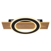 LED-DECKENLEUCHTE 48038-18 - Dunkelbraun/Opal, Natur, Kunststoff/Metall (44/29/5,2cm) - Globo