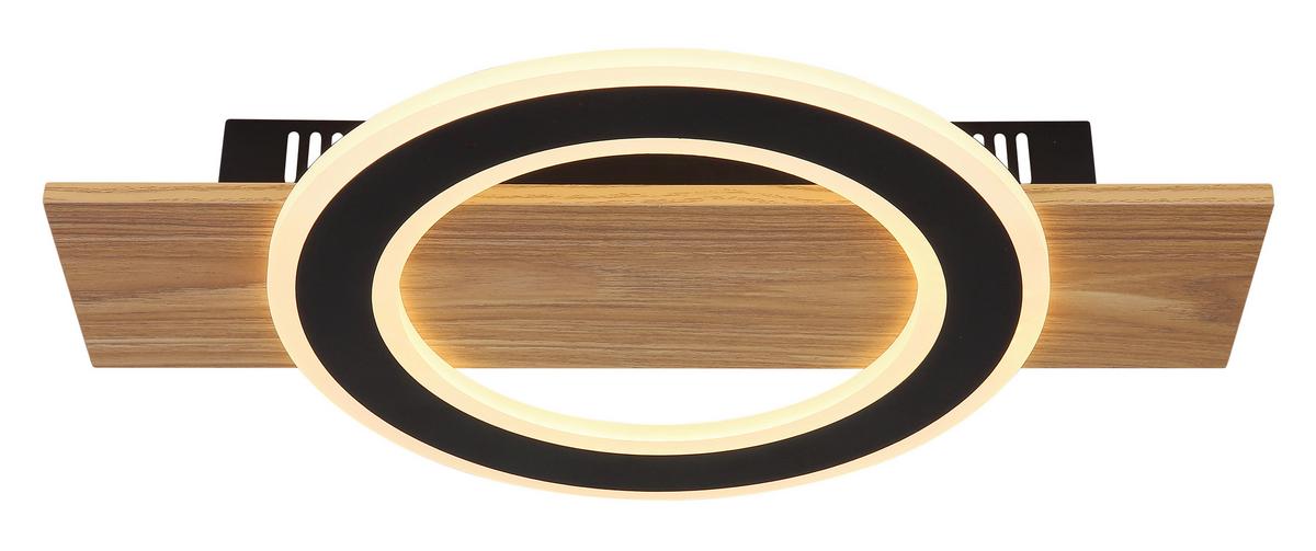 LED-DECKENLEUCHTE 48038-18 - Dunkelbraun/Opal, Natur, Kunststoff/Metall (44/29/5,2cm) - Globo