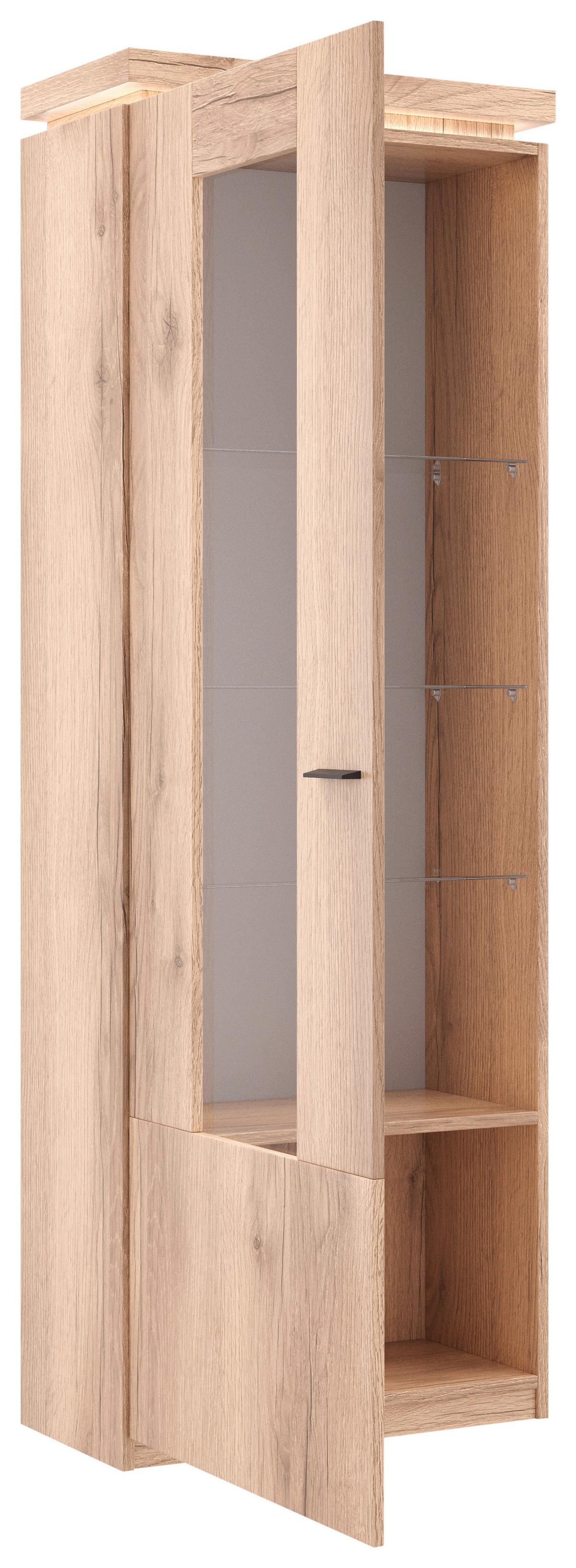 Vitrina Vancouver, Z Osvetlitvijo - barve hrasta/antracit, Moderno, kovina/steklo (70/198/38cm) - Mömax