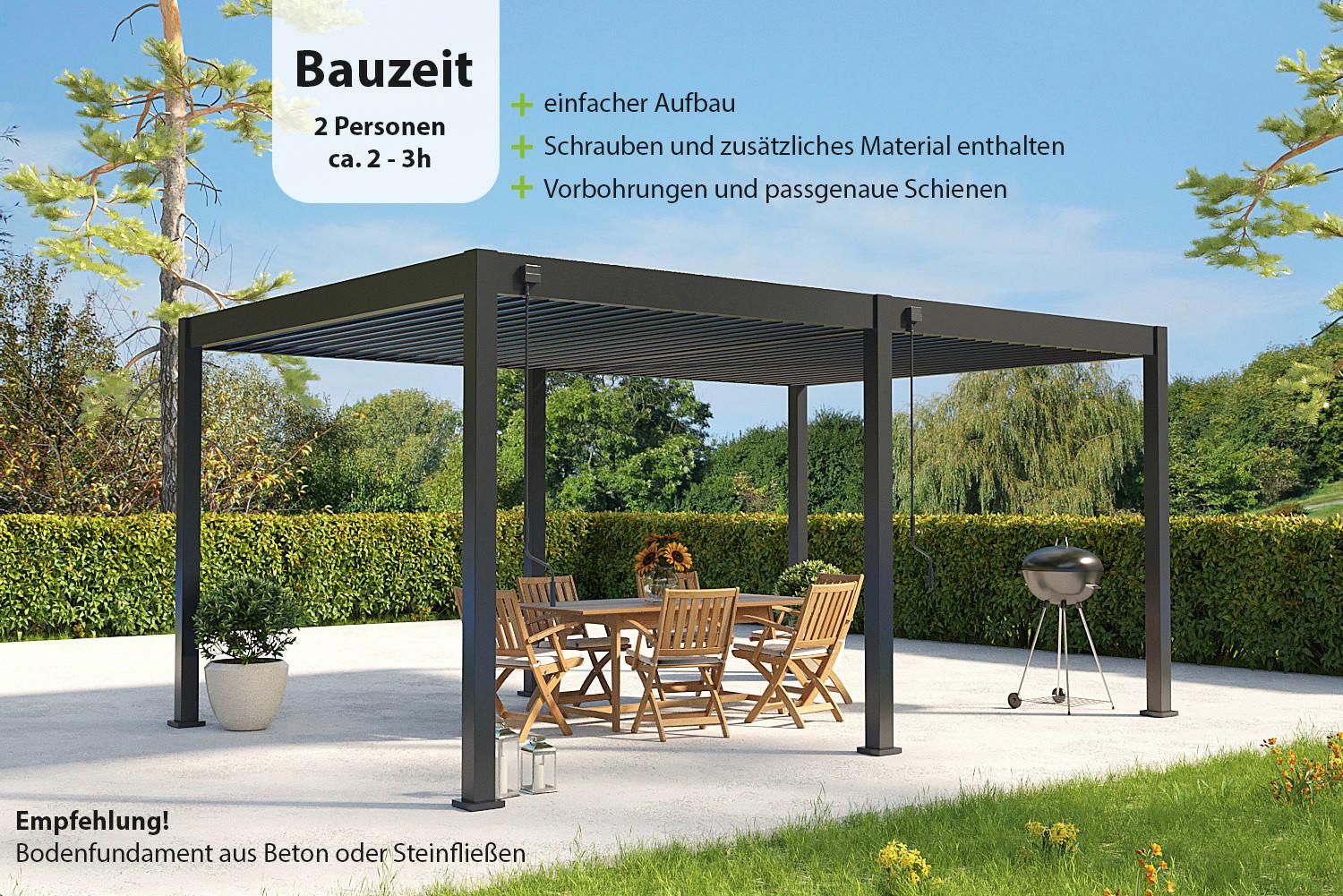 Pavillon Deluxe ca. 530x360 cm Aluminium Anthrazit - Basics, Metall (530/255/360cm) - WEIDE