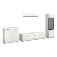 Dnevni Regal Ice, Bela Visok Sijaj, 4-Delni - srebrne barve/črna, Design, umetna masa/steklo (305/160/41cm) - Livetastic