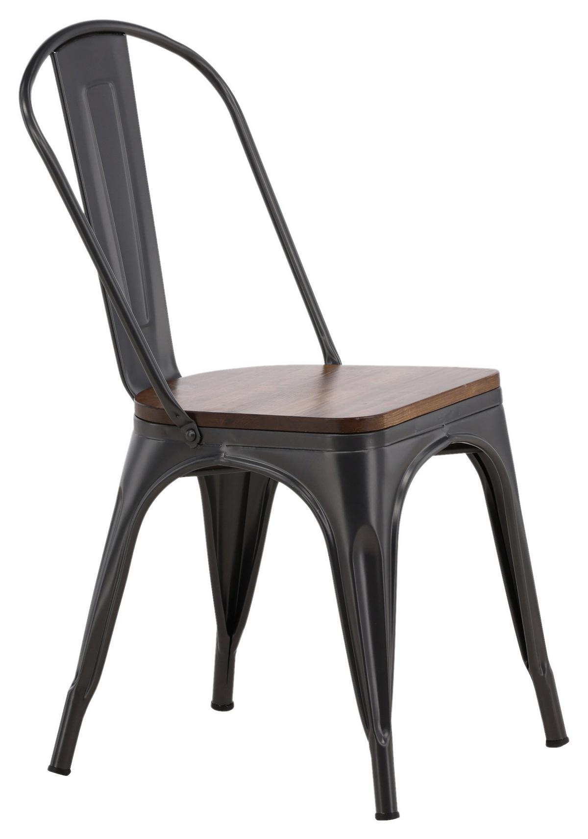 STUHL-SET TEMPE - Dunkelgrau/Dunkelbraun, Design, Holz/Metall (36/85/51cm) - Livetastic