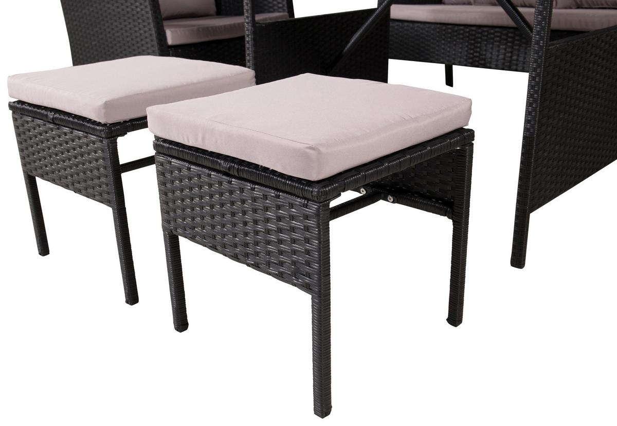 Dining-Loungeset Knock 6-tlg. Grau/Schwarz - Schwarz/Grau, KONVENTIONELL, Kunststoff - Gardenson