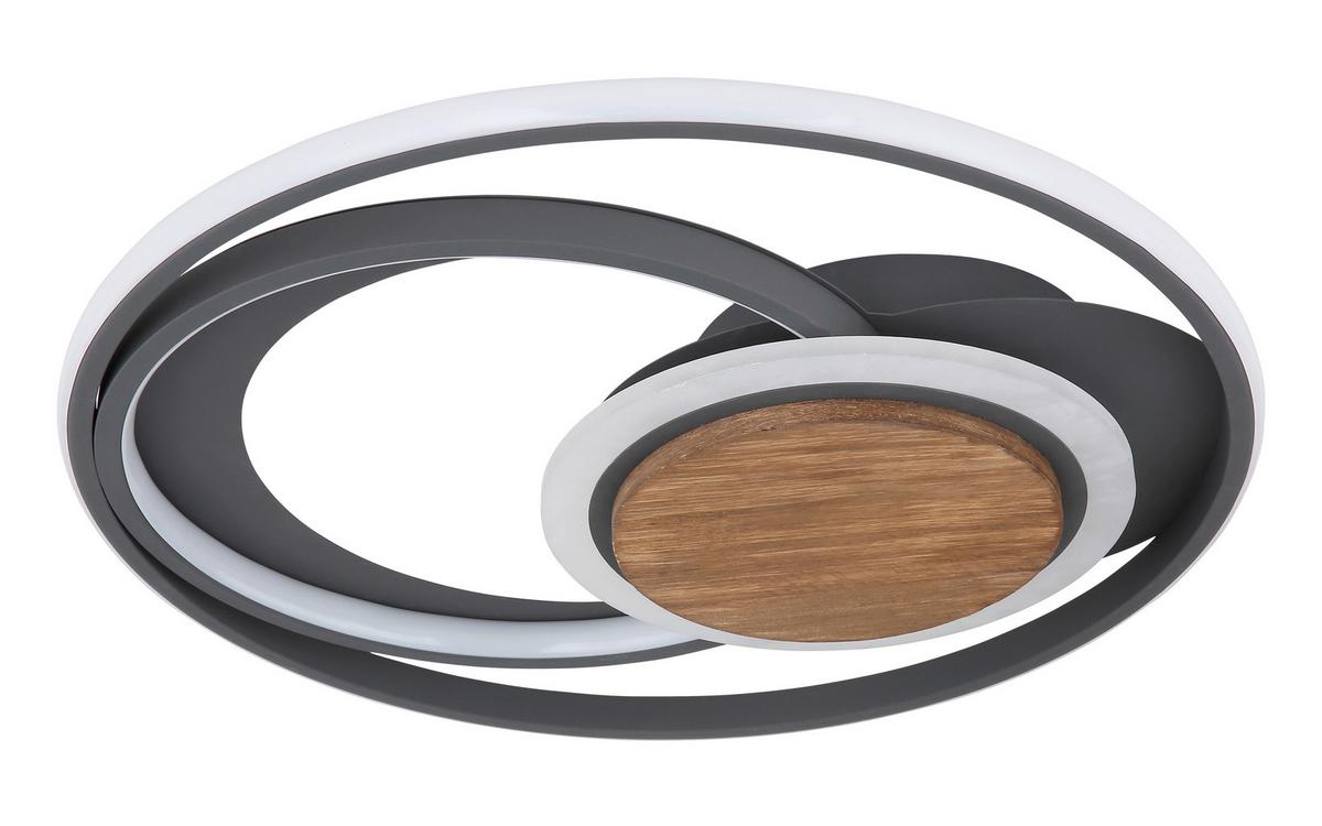 LED-Deckenleuchte Nirra Graphitfarben max. 40 Watt - Dunkelbraun/Opal, Design, Holz/Kunststoff (49,5/8cm) - Globo