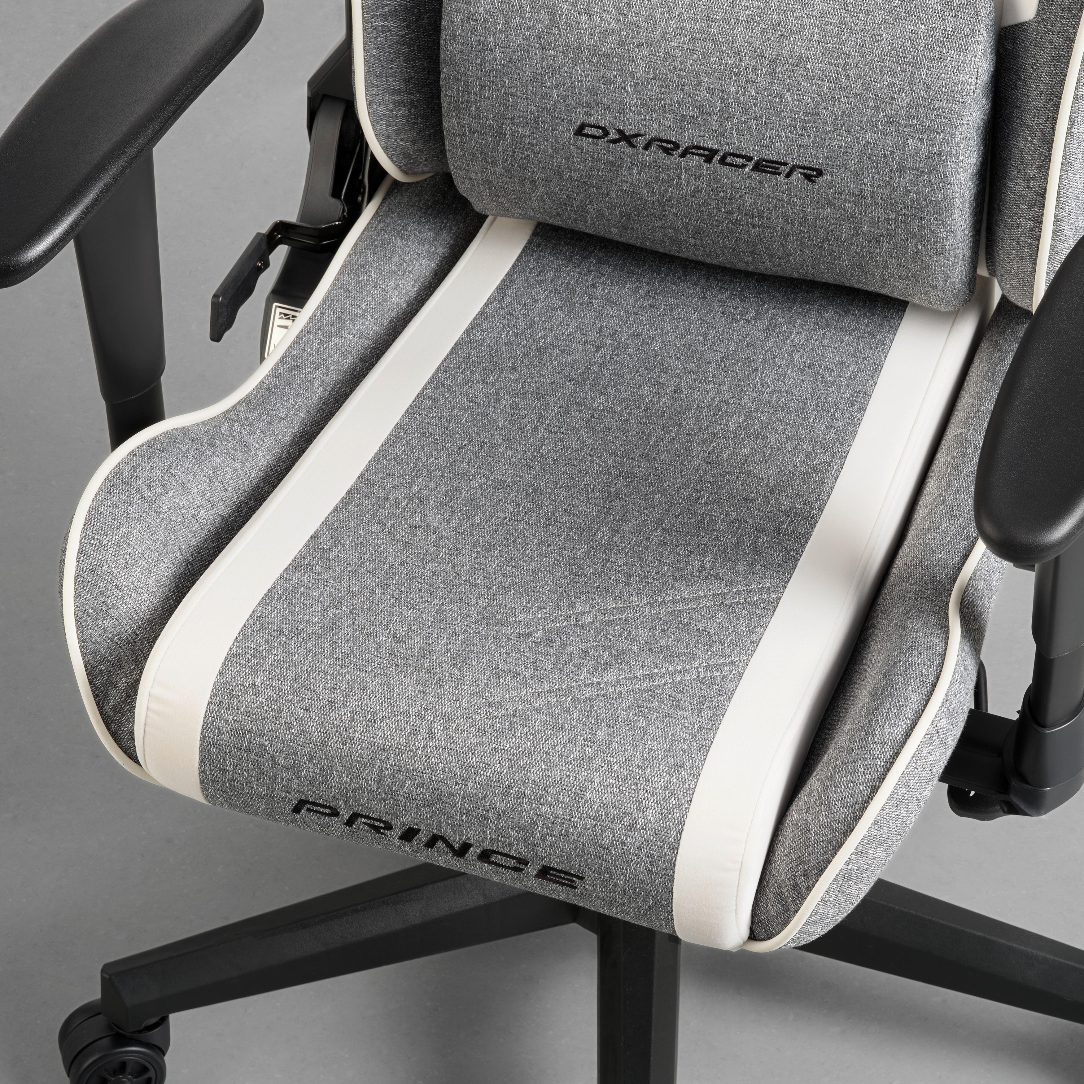 GAMINGSTOL PRINCE -EXKLUSIV- - vit/grå, Modern, textil/plast (70/126/70cm) - Dxracer