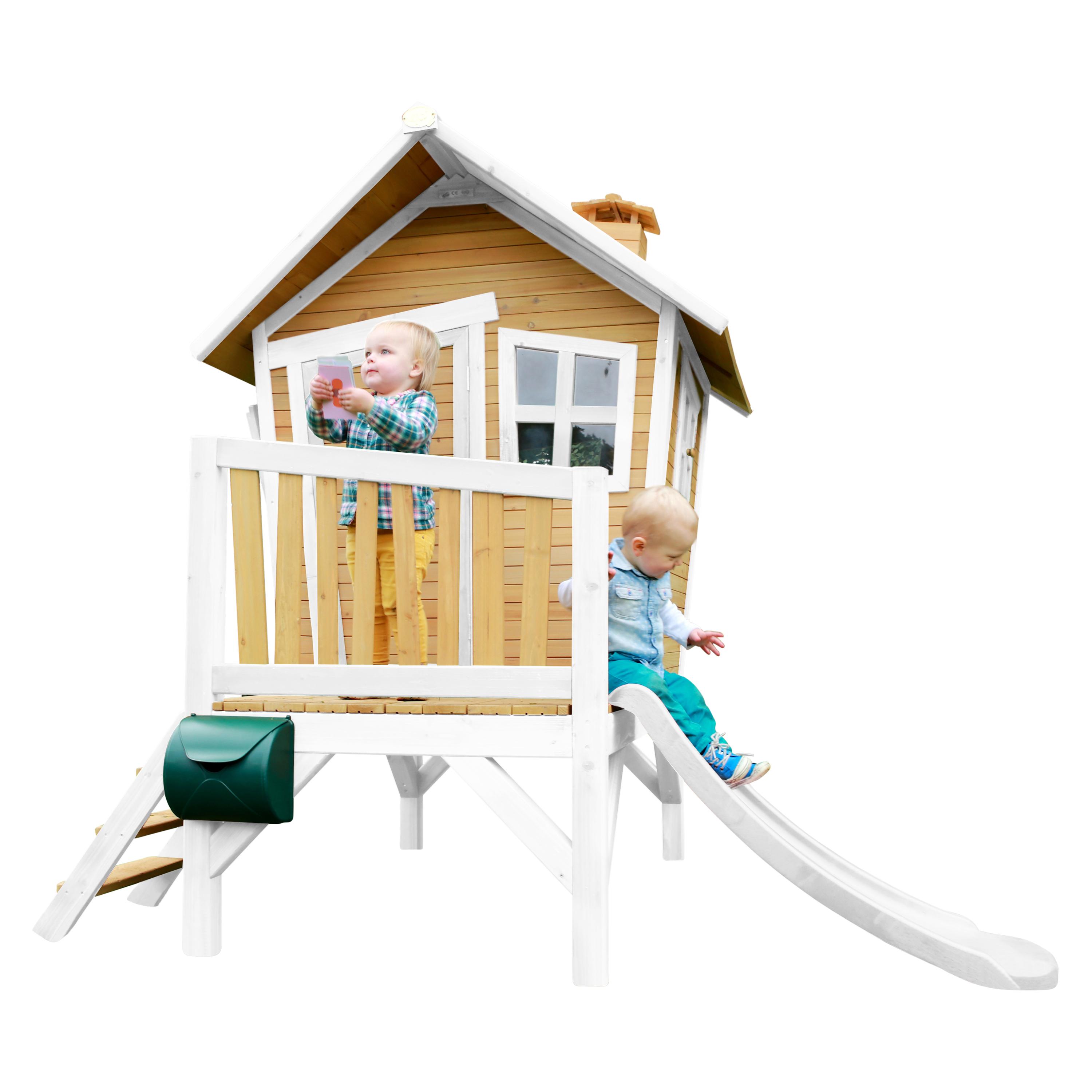 Spielhaus Robin aus Zedernholz - Weiß/Braun, Basics, Holz/Kunststoff (264/203/177cm) - Ambia Garden