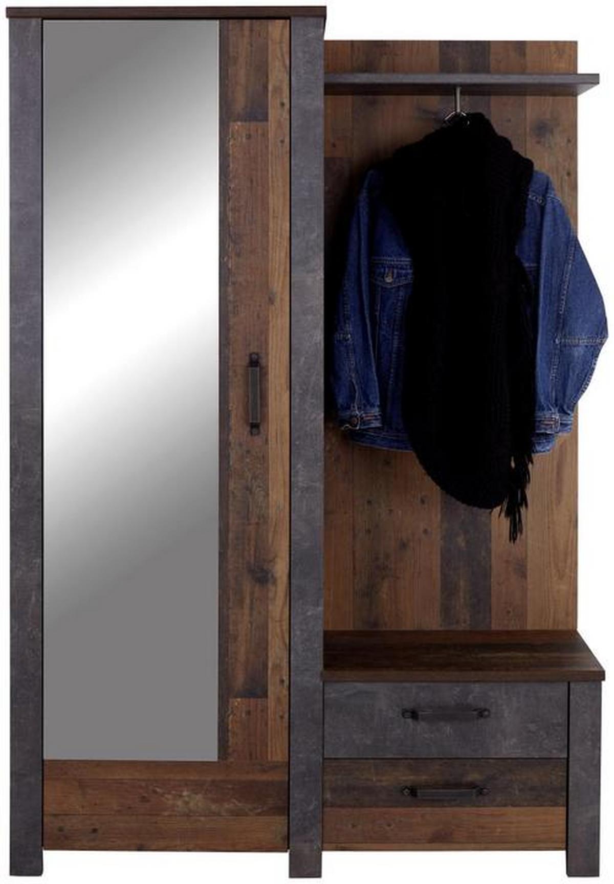 Cuier Ontario - culoare lemn stejar/gri, Trend, sticlă/material pe bază de lemn (128,5/200/37cm) - Zandiara