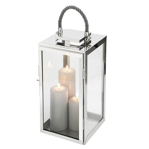 LATARENKA 159589 - kolor srebrny, Basics, metal/szkło (24/48/24cm) - Fink