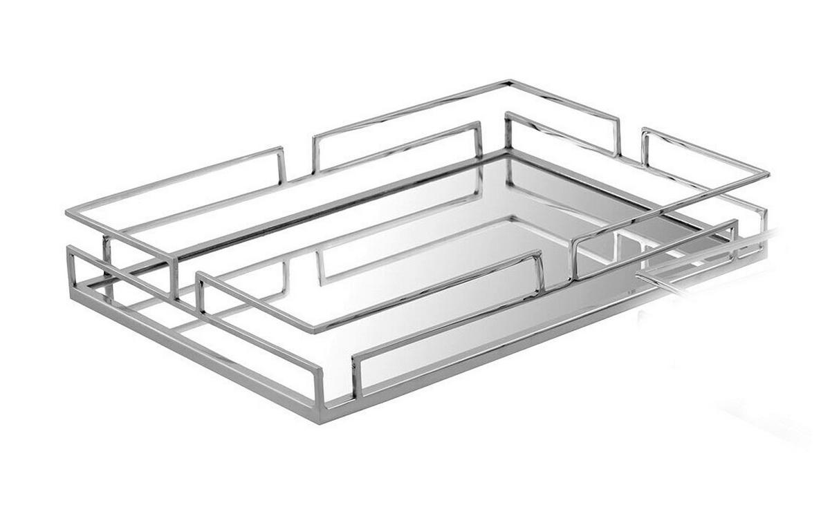 TACA DO SERWOWANIA 524938-2 - kolor niklowy/kolor chromowy, Lifestyle, metal (43/30/8cm) - Ambia Home