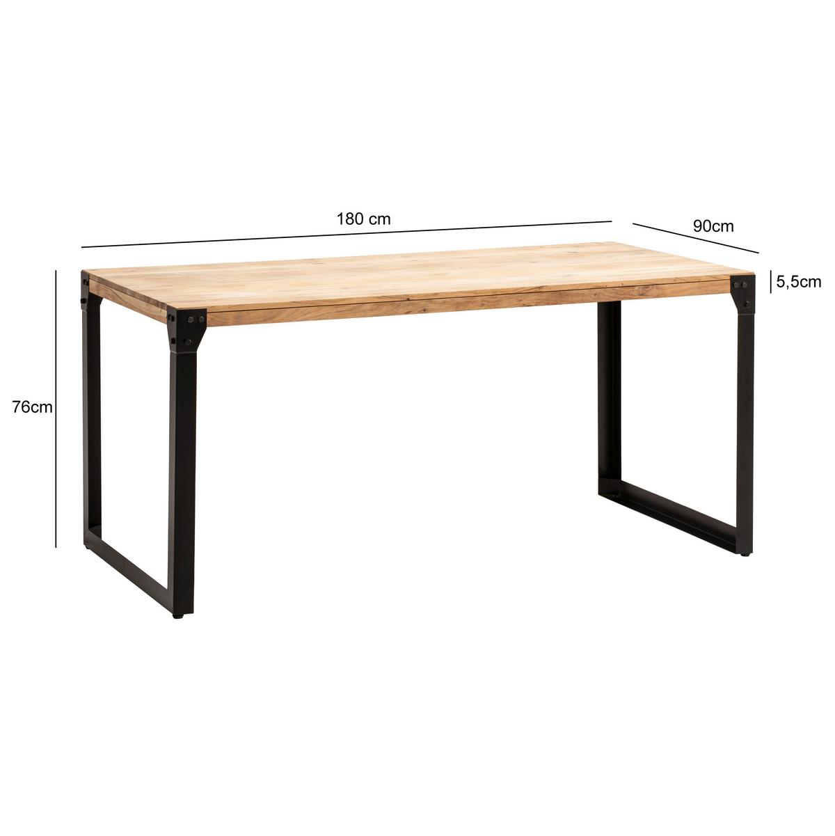ESSTISCH WL7.049 - Schwarz/Akaziefarben, Design, Holz/Metall (180/90/76cm) - MID.YOU