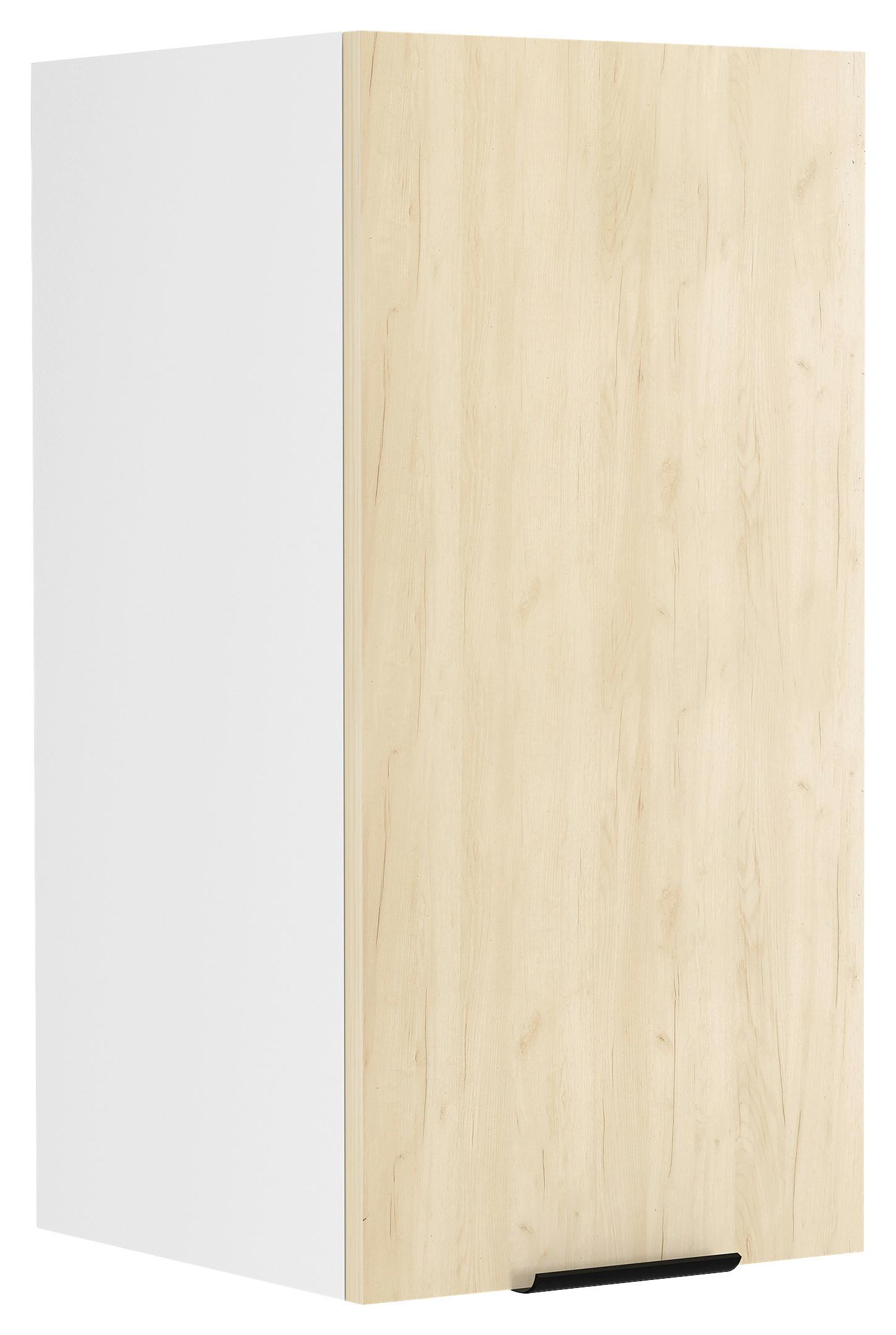 Kuhinjska Zgornja Omarica Fasola, Bela, Hrast, Š 30cm - črna/bela, Trend, umetna masa/leseni material (30/60/31cm) - MID.YOU