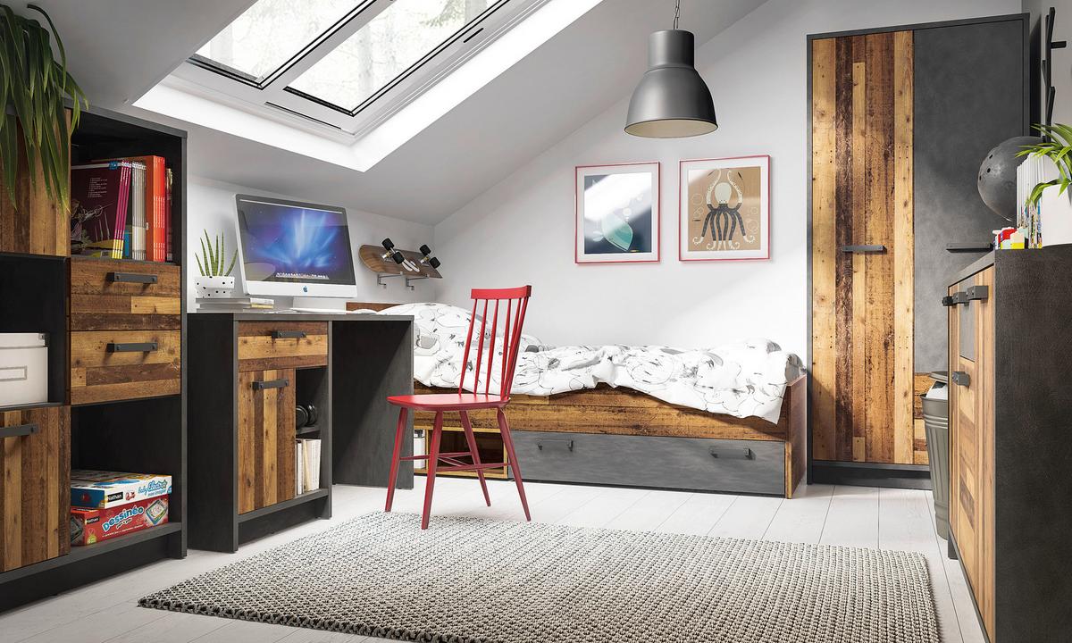 Komoda Nubi - tamno siva/boje starog hrasta, Moderno, drvni materijal/plastika (128/84/42cm) - Modern Living