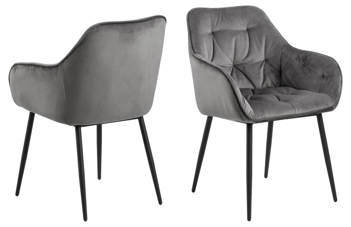 KRZESŁO Z PODŁOKIETNIKAMI BROOKE -TREND- - ciemnoszary/czarny, Trend, metal/tkanina (58/83/55cm) - Livetastic