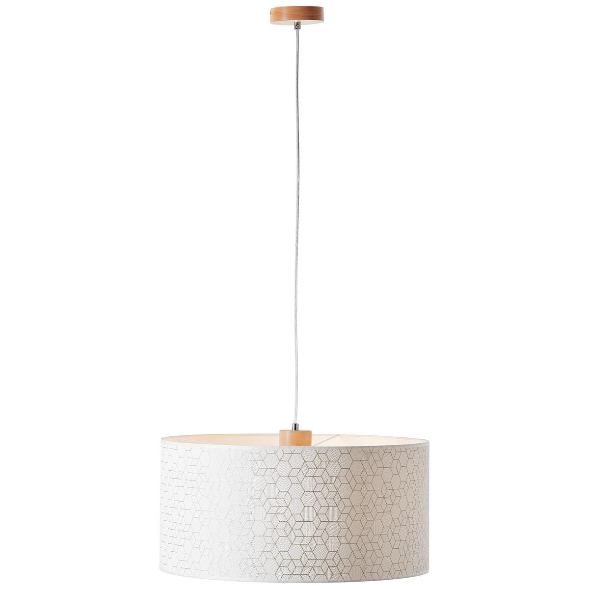 Hängeleuchte Galance in Weiß max. 60 Watt - Weiß, KONVENTIONELL, Holz/Textil (50/118cm) - Brilliant