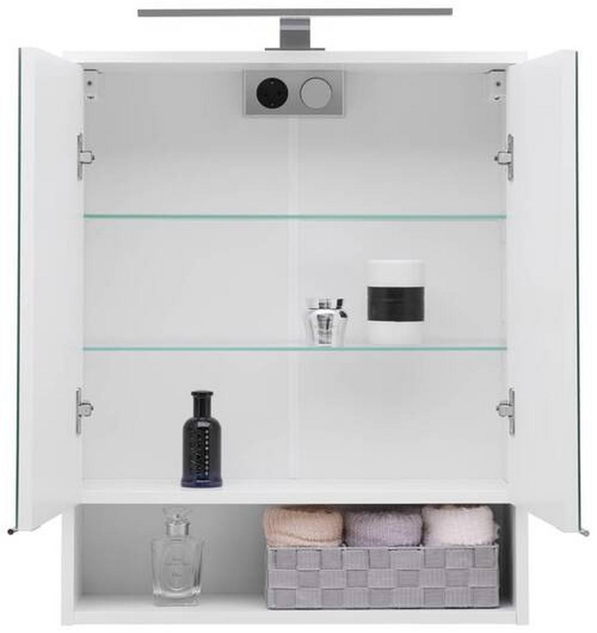 Element S Ogledalom Fresh - bijela visoki sjaj/boje kroma, Konvencionalno, staklo/drvni materijal (60/75/20cm) - Modern Living