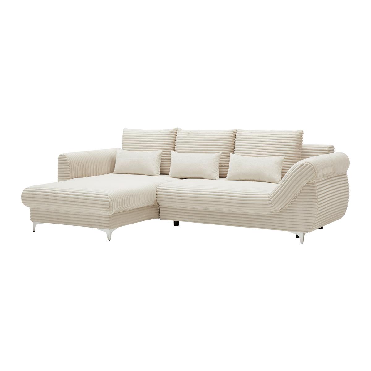 Wohnlandschaft Atlantis Lux Creme - Silberfarben/Goldfarben, LIFESTYLE, Holz/Holzwerkstoff (175/263cm) - Mömax