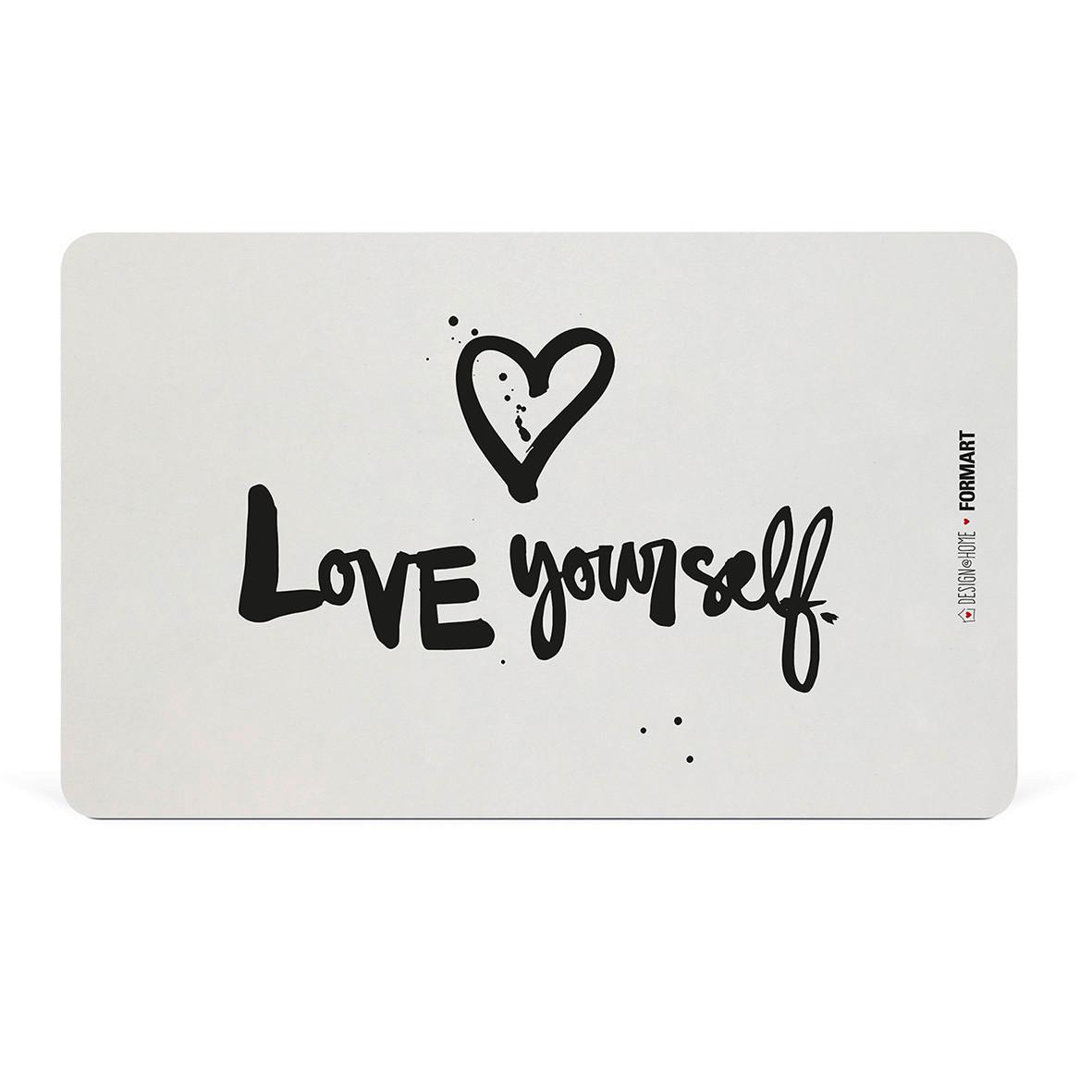 Schneidebrett Love yourself Kunststoff in Schwarz/Weiss - Weiss/Schwarz, Modern, Kunststoff (23,3/14,3/0,2cm)